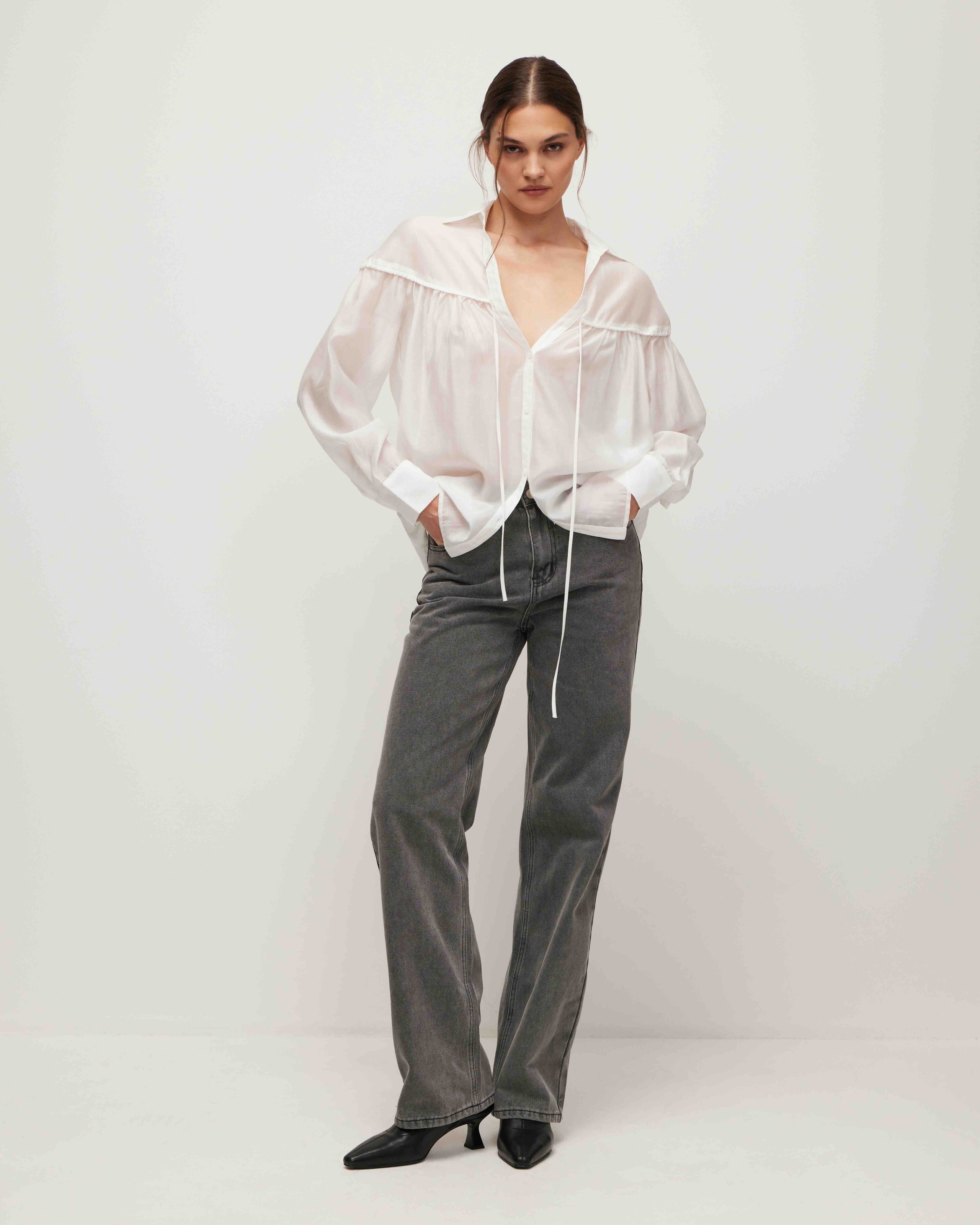Straight-leg jeans in grey, Grey