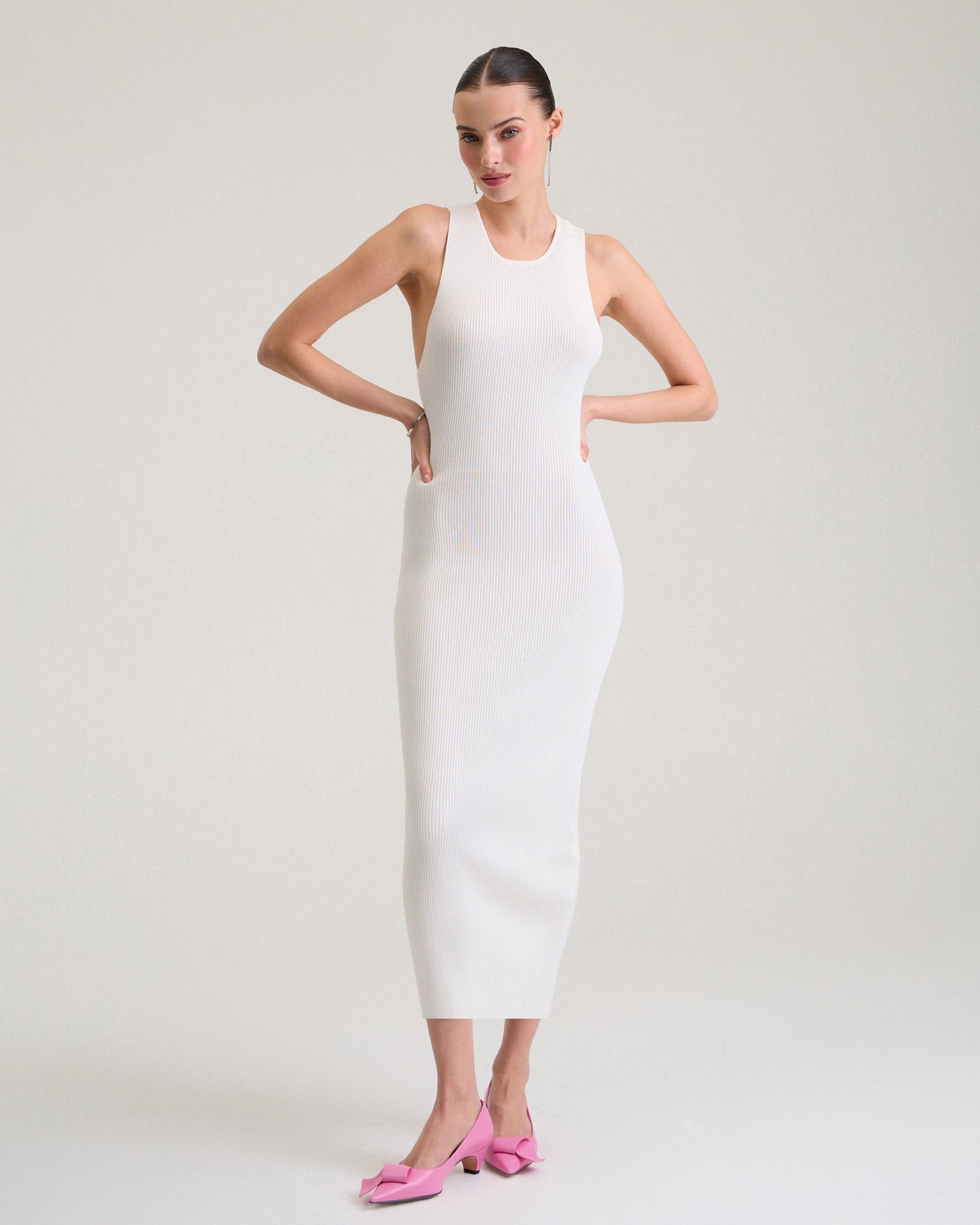 White dress with an open back, White — photo 6