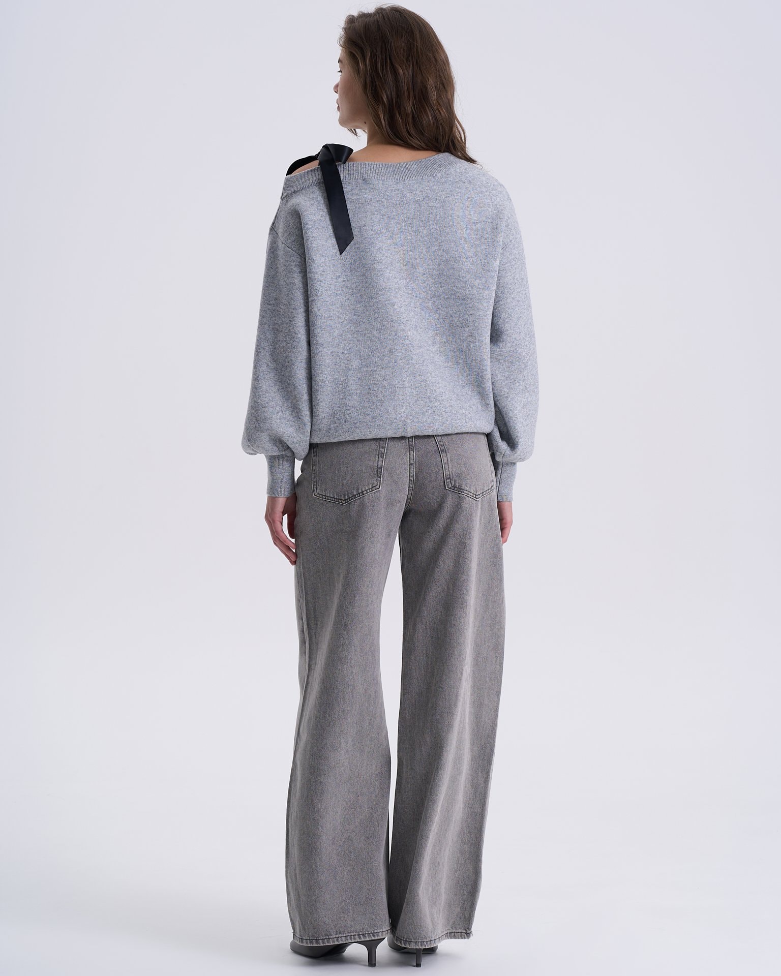 Jumper with Voluminous Sleeves, Grey — photo 3