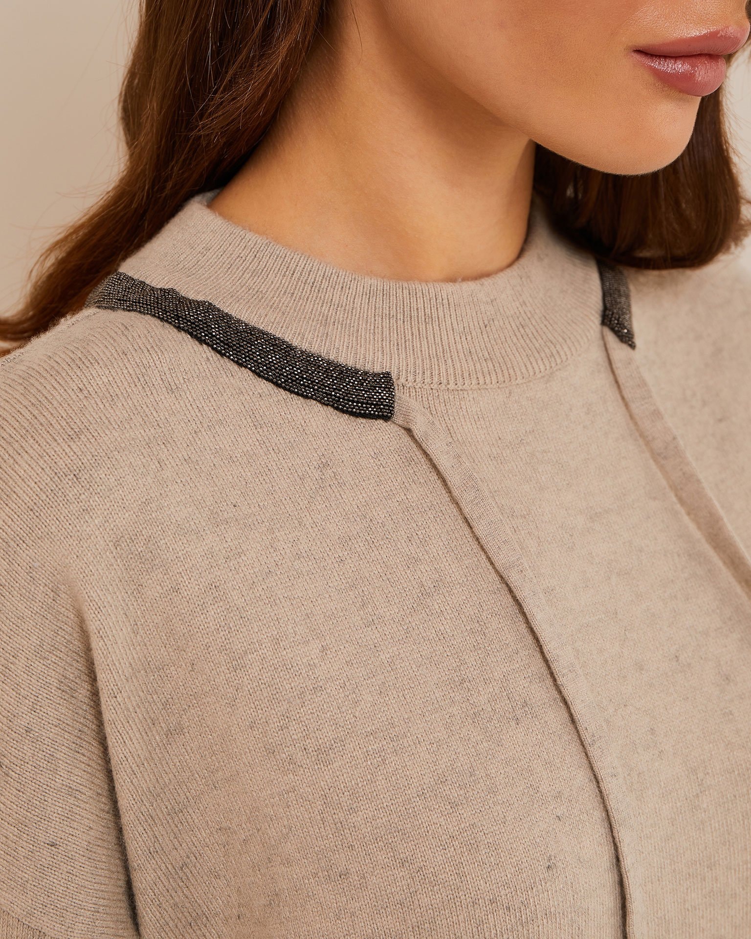 A suit with beaded trim, Beige — photo 5