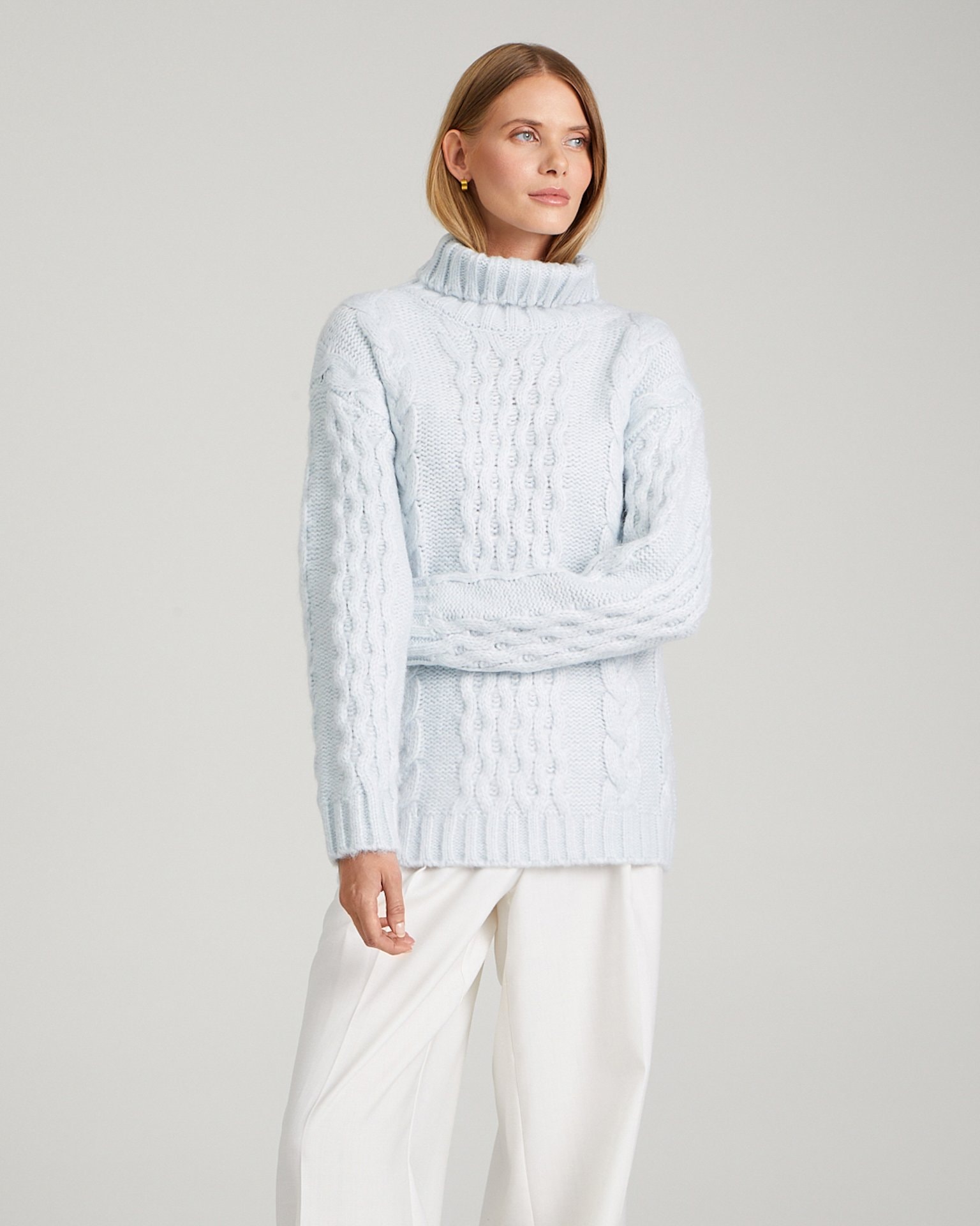 Cable-knit jumper, Light Blue — photo 7