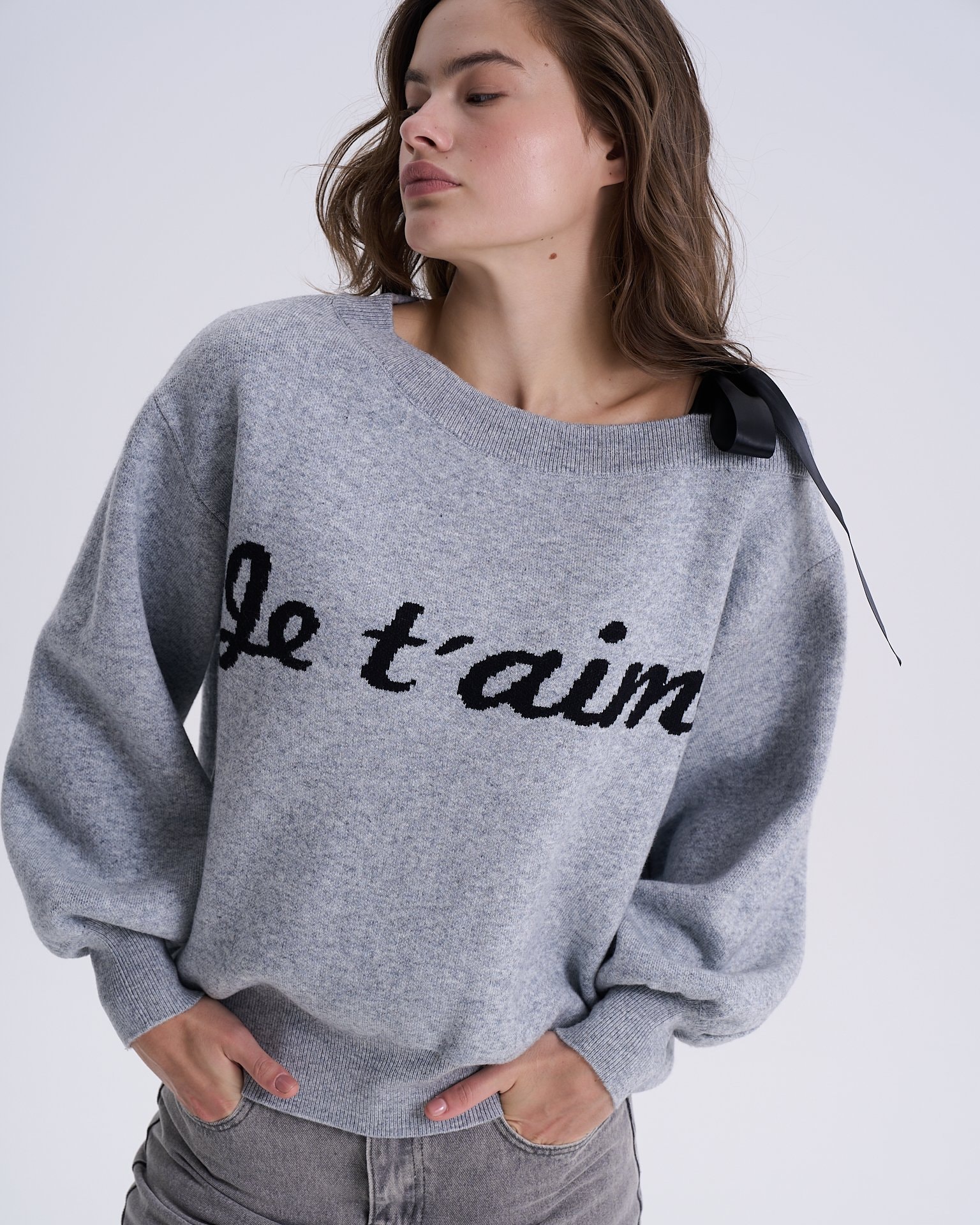 Jumper with Voluminous Sleeves, Grey — photo 4