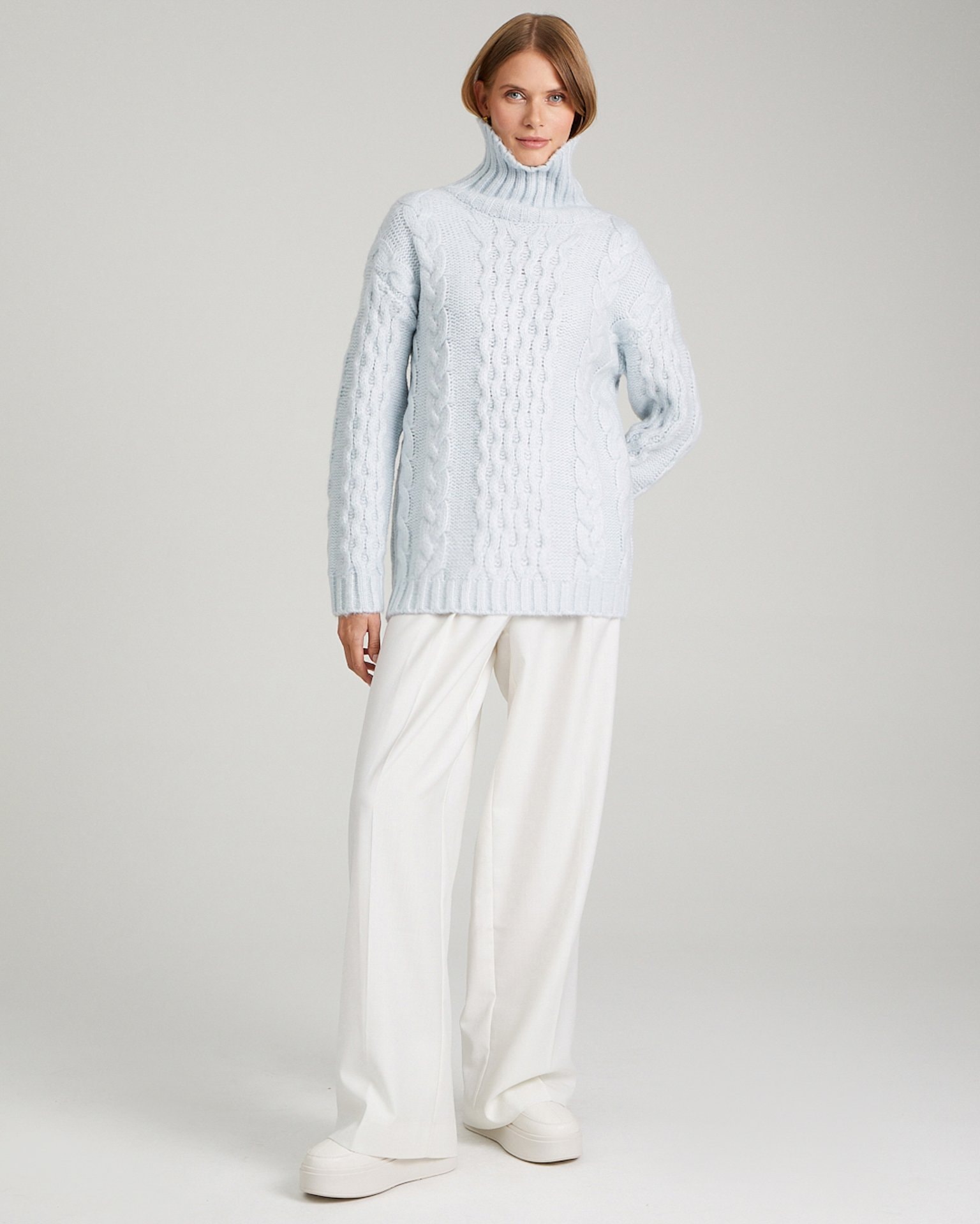 Cable-knit jumper, Light Blue — photo 5