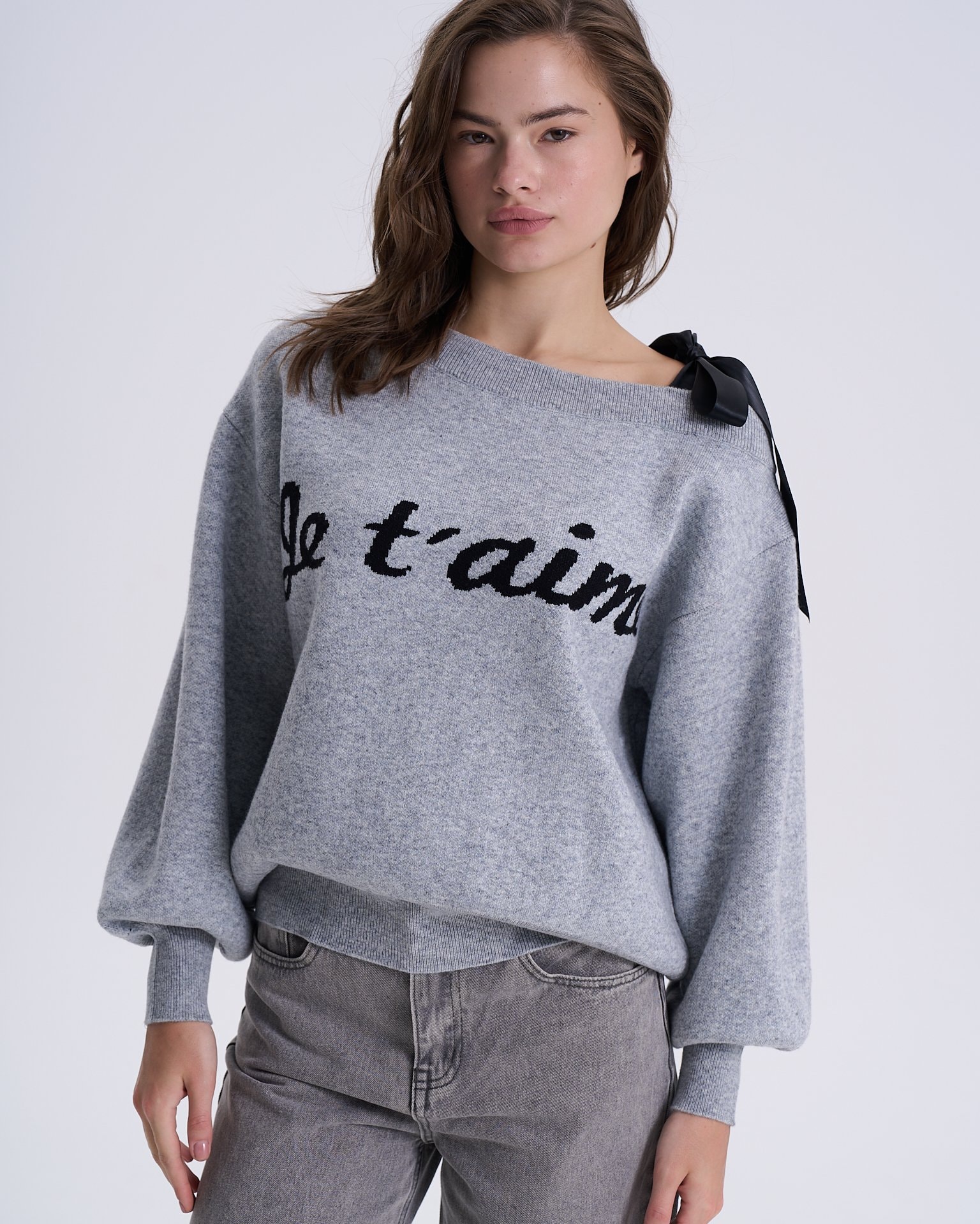 Jumper with Voluminous Sleeves, Grey — photo 6