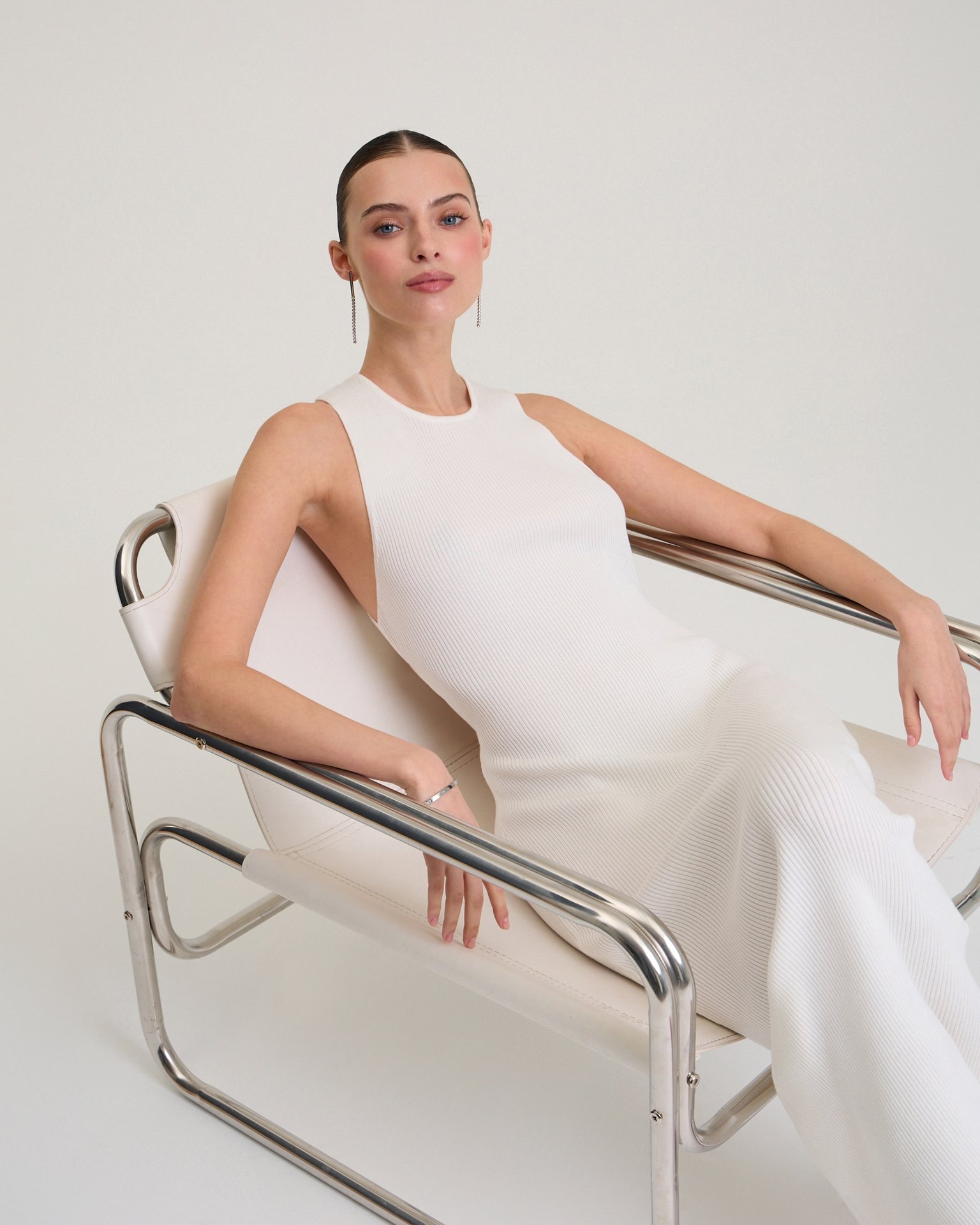 White dress with an open back, White — photo 7