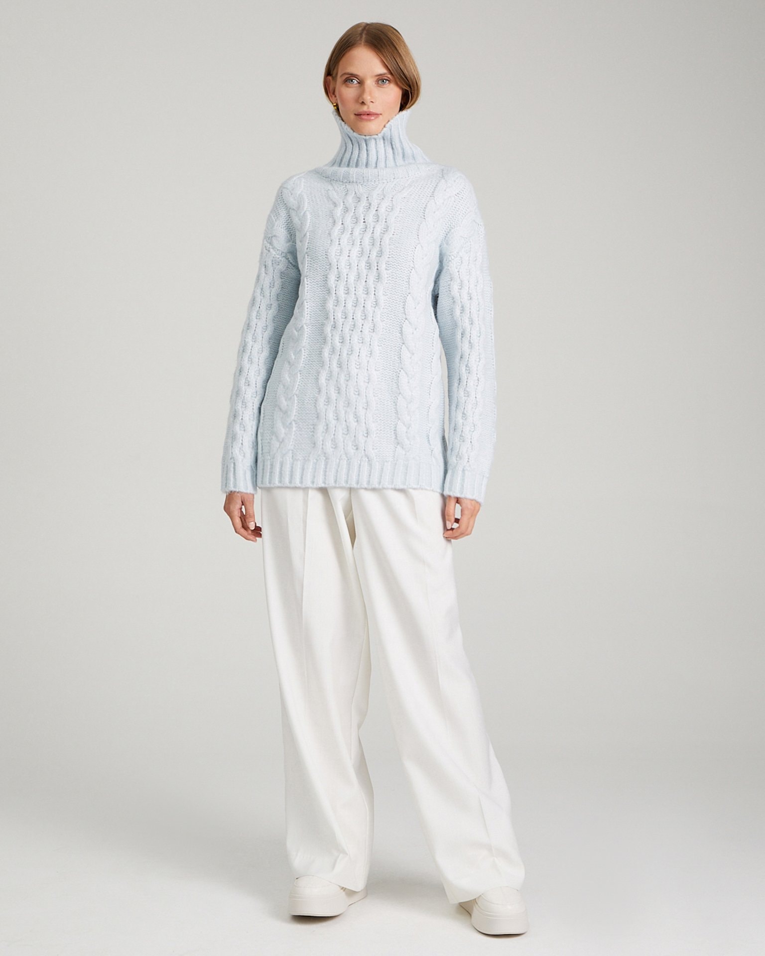 Cable-knit jumper, Light Blue — photo 6