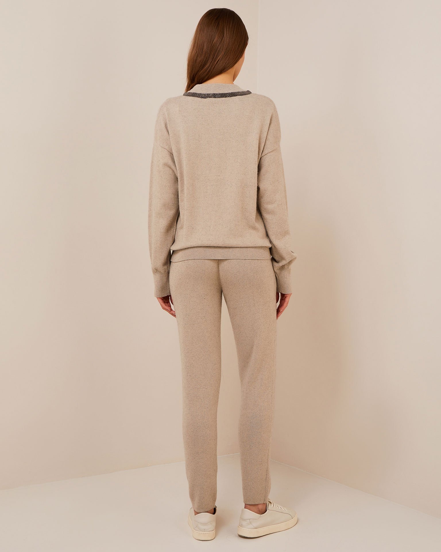 A suit with beaded trim, Beige — photo 3