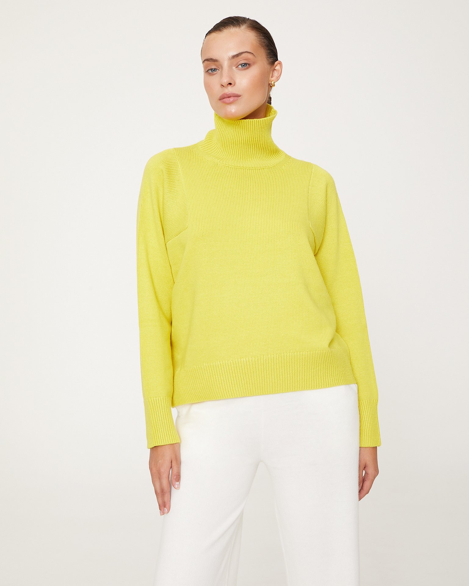 Basic roll neck jumper in yellow, Yellow — photo 4