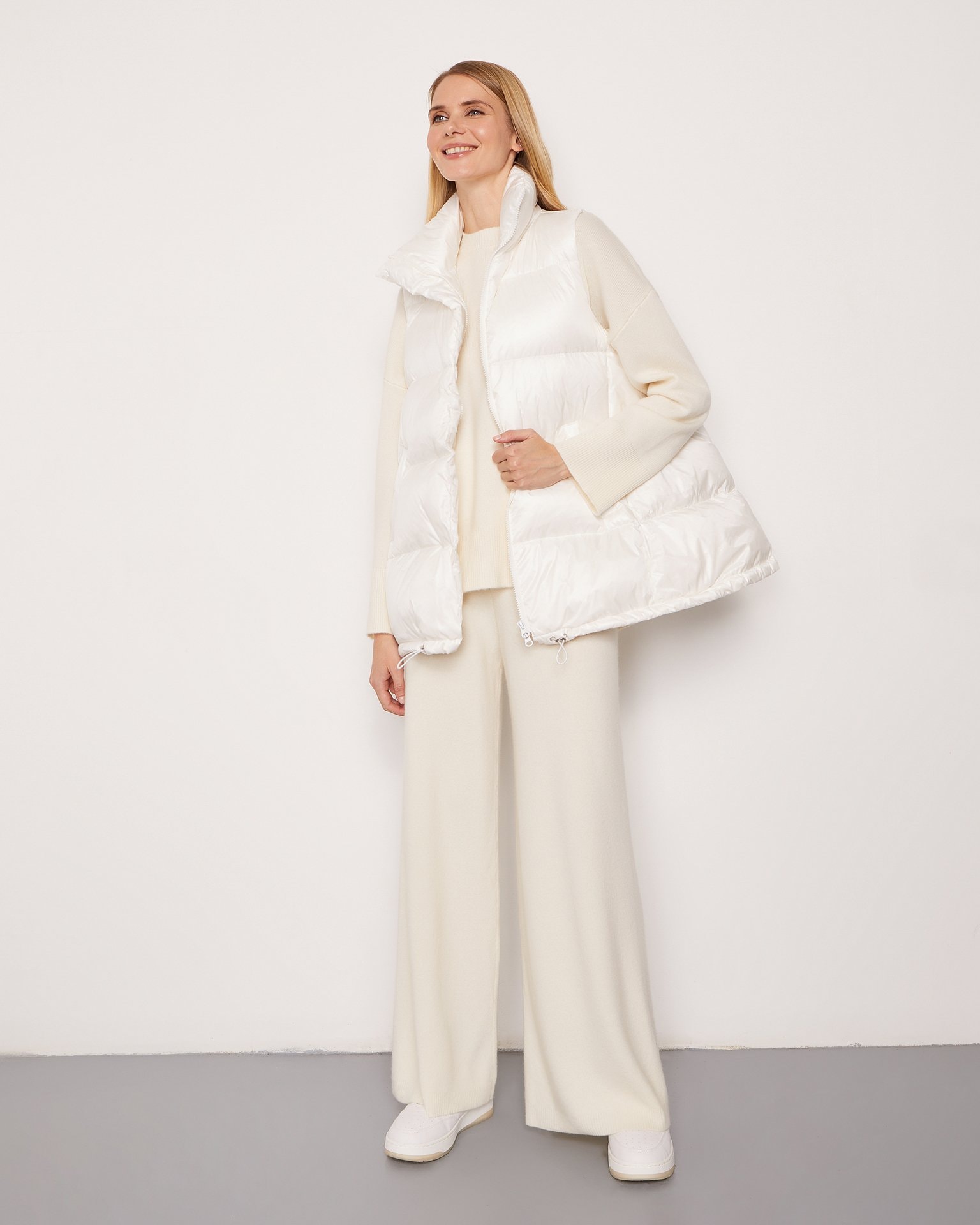 White down and feather vest, White