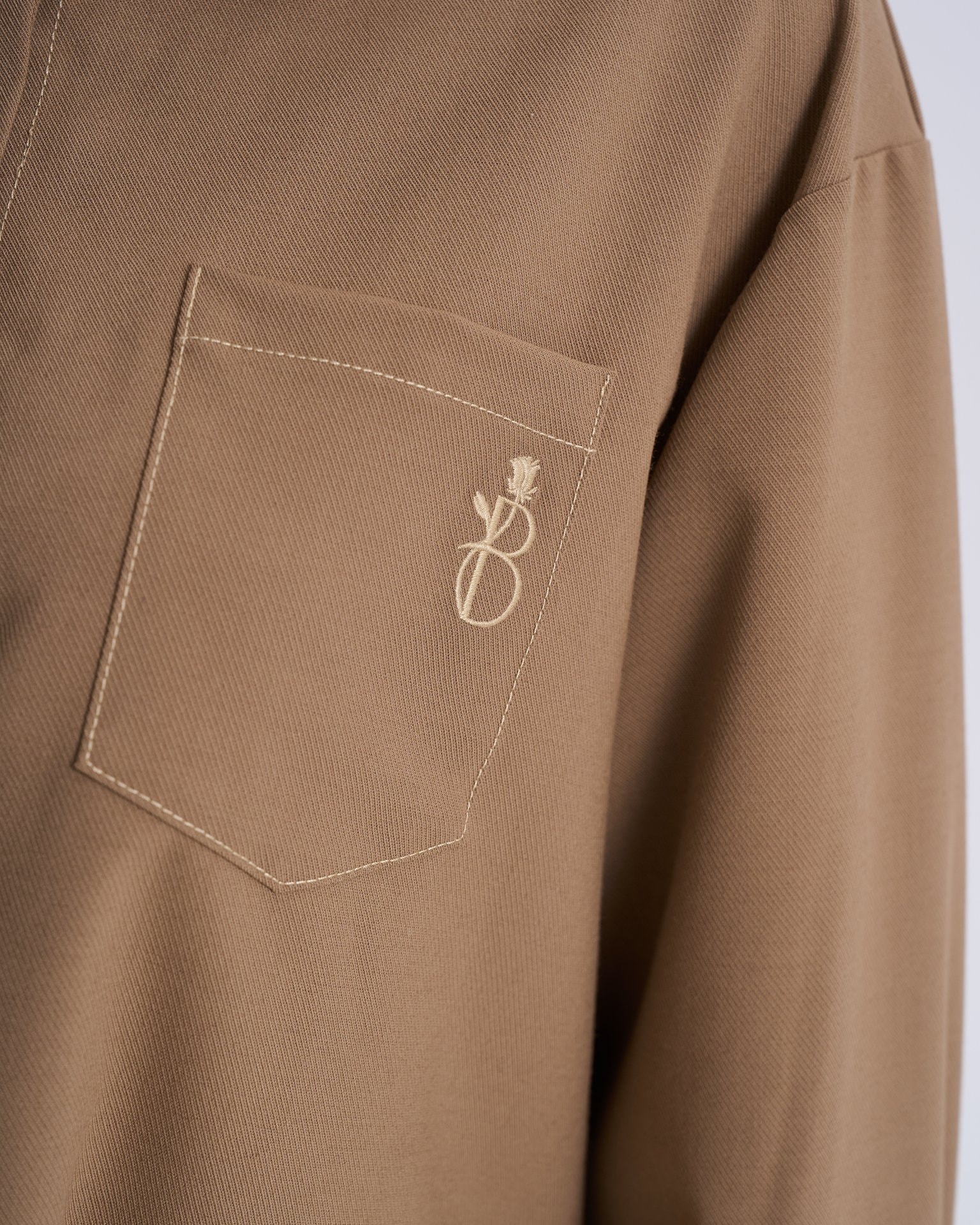 Shirt with hidden buttons, Dark Beige — photo 6