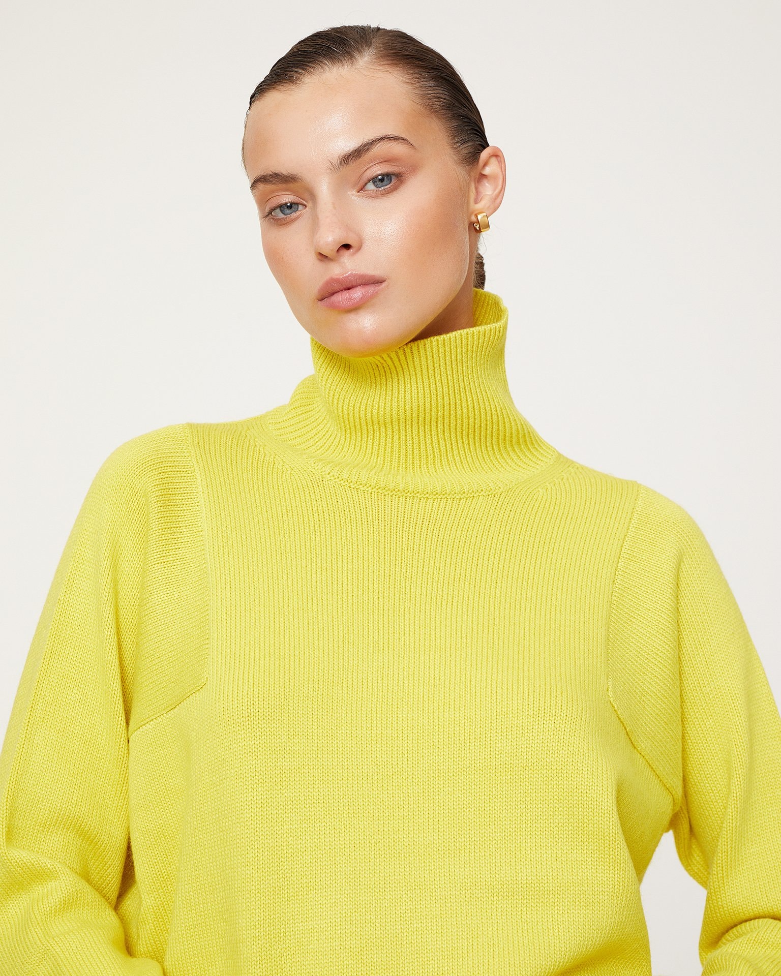 Basic roll neck jumper in yellow, Yellow