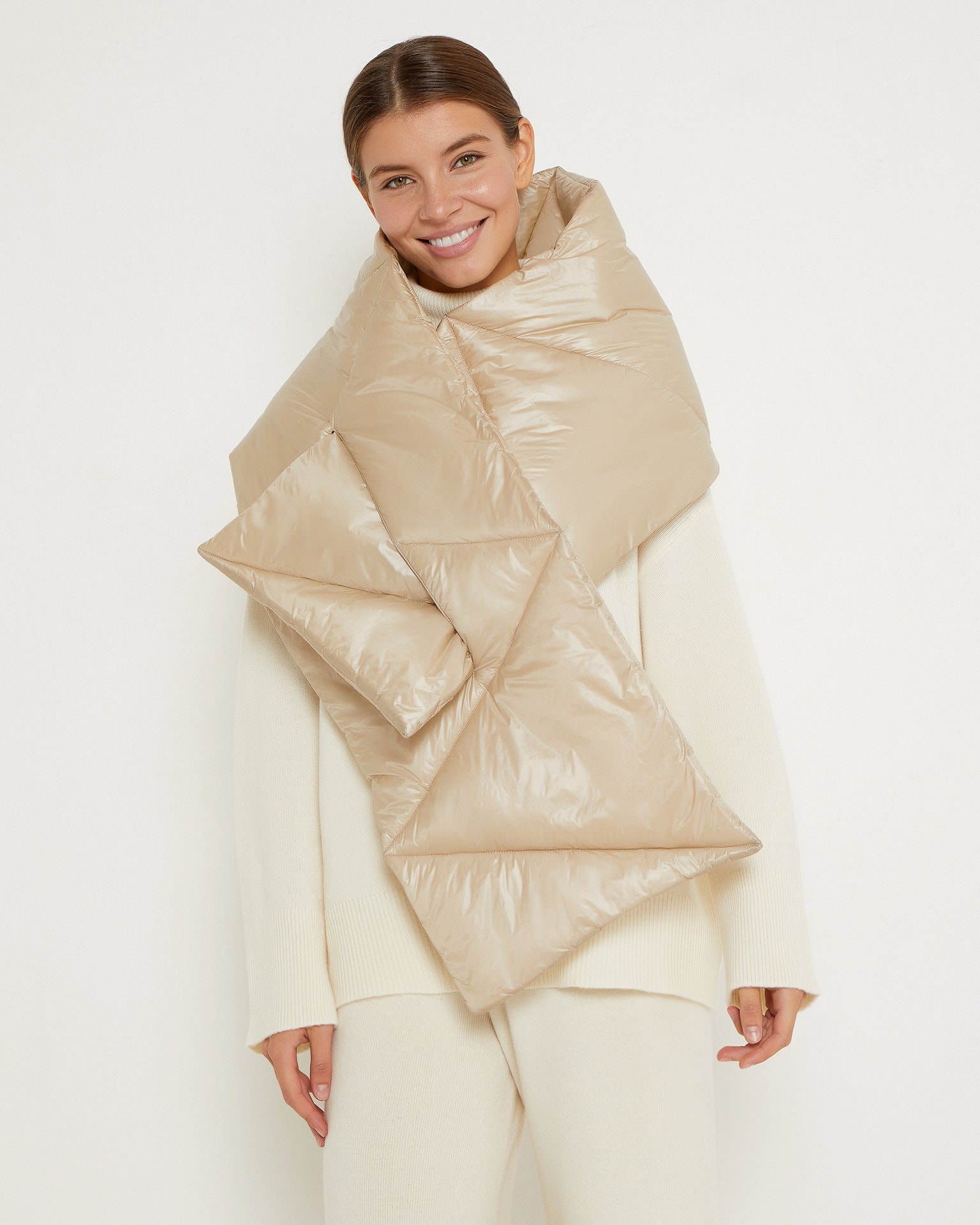 Quilted scarf, Beige — photo 4