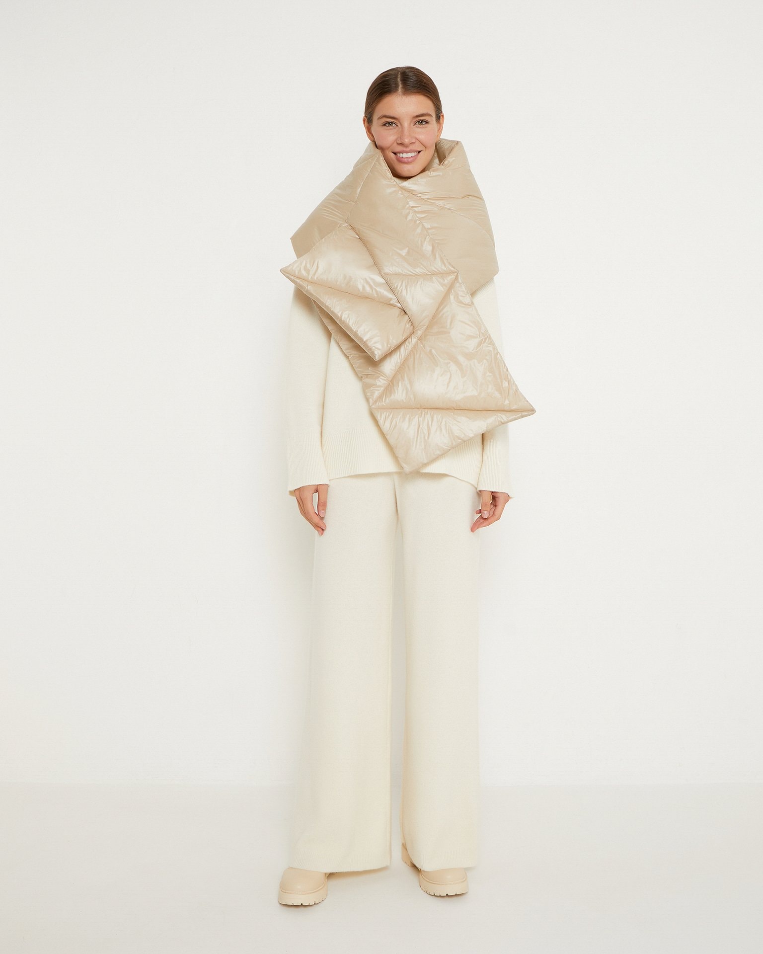 Quilted scarf, Beige — photo 2