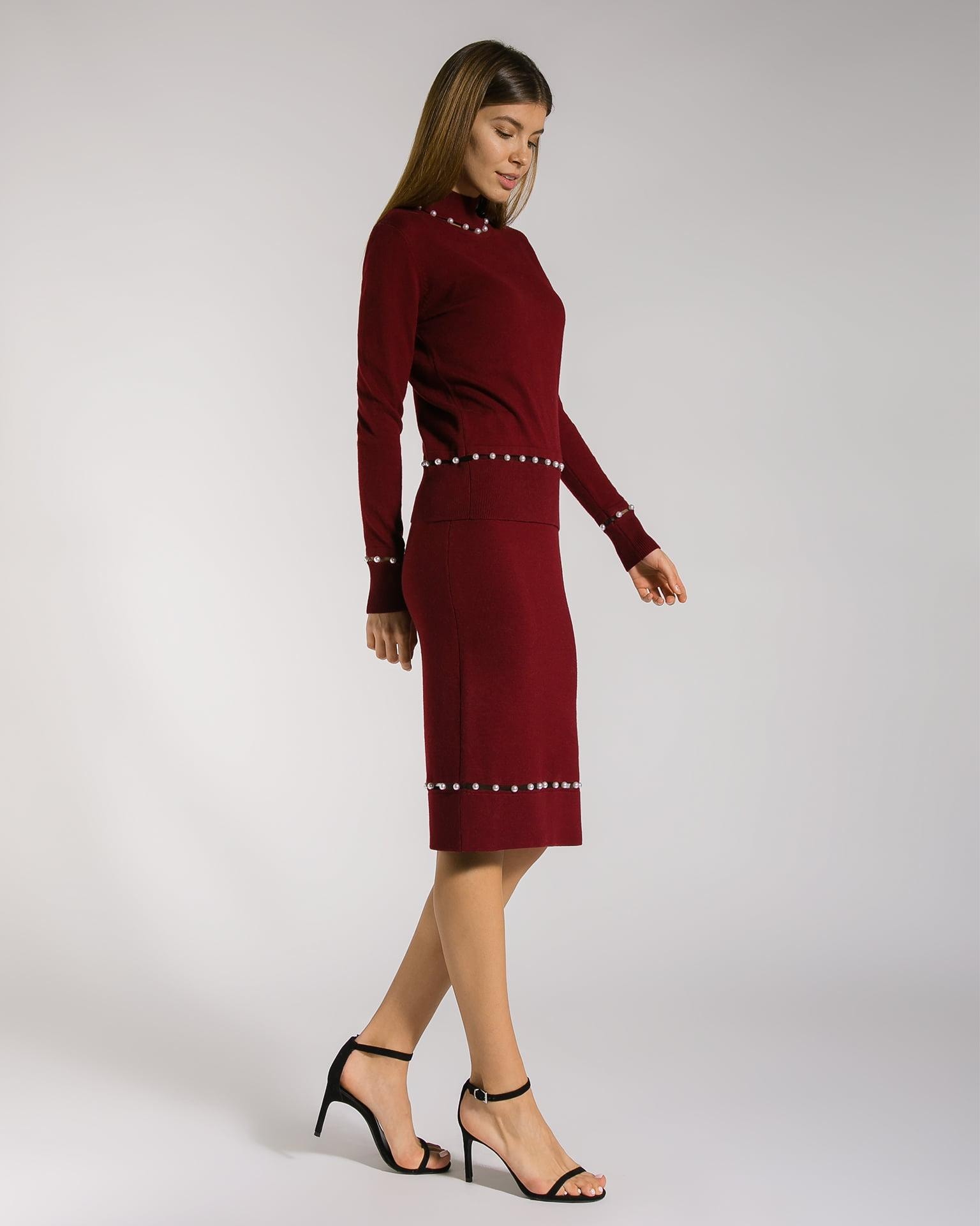 A suit with bead decoration, Wine — photo 3