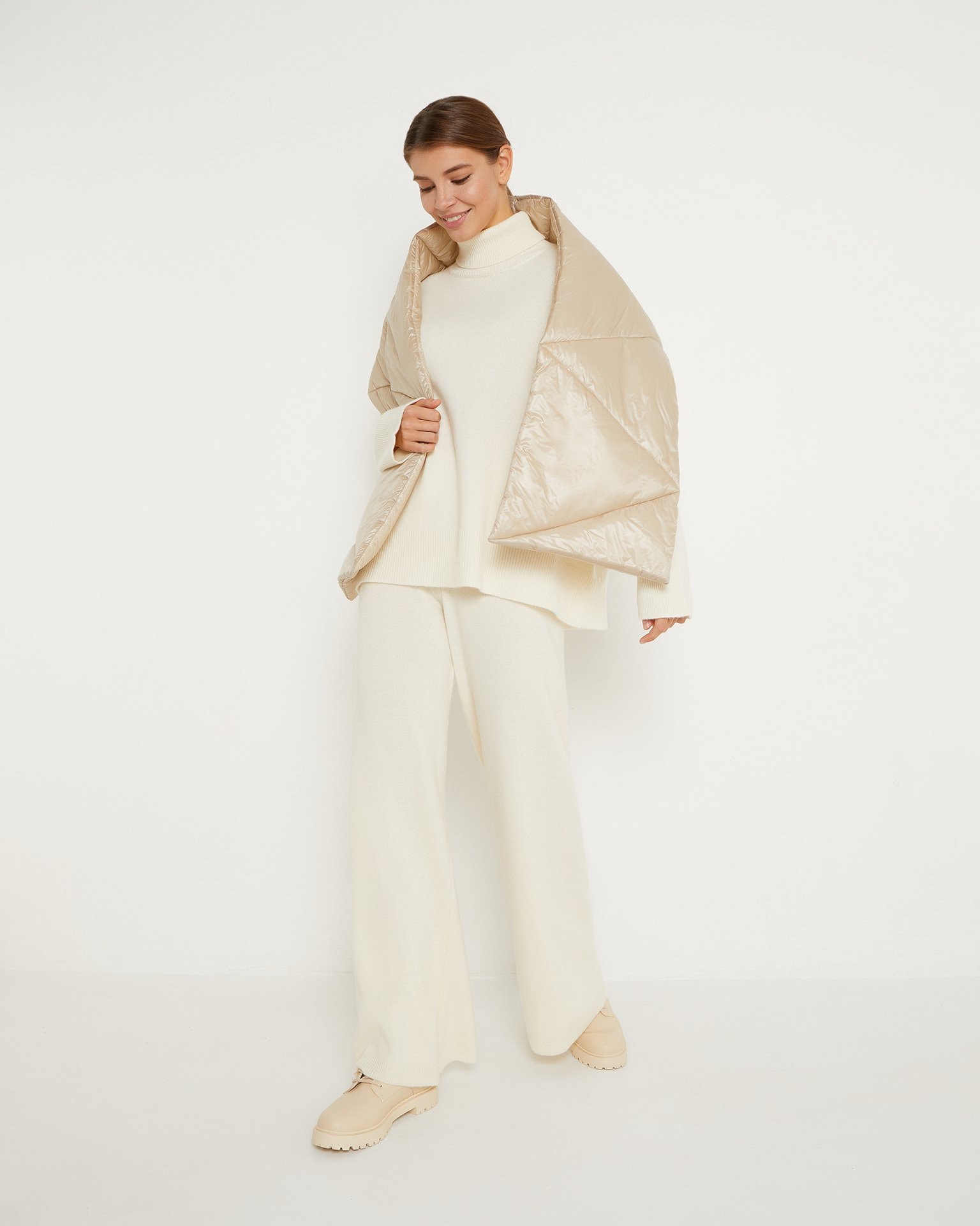Quilted scarf, Beige — photo 3