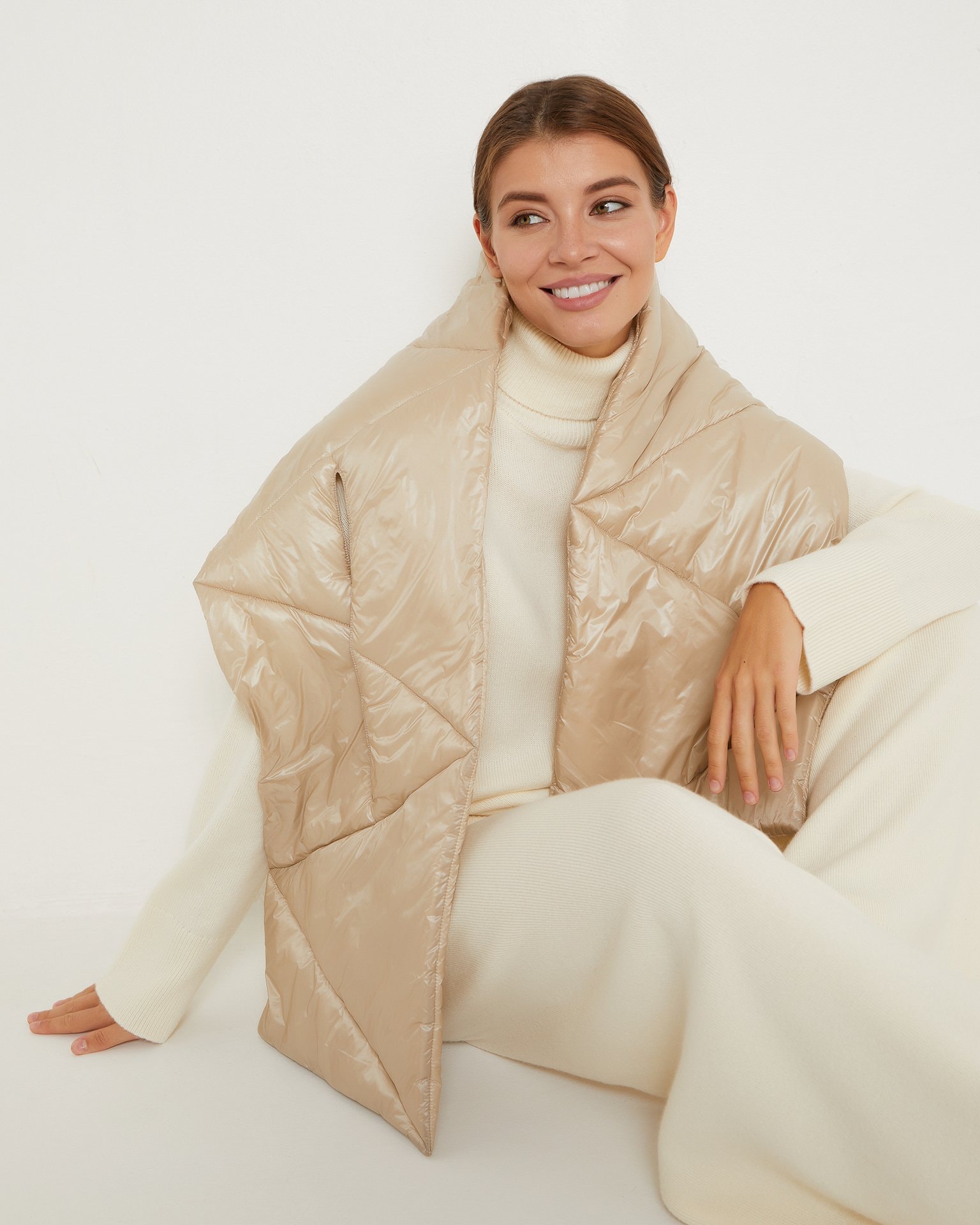 Quilted scarf, Beige