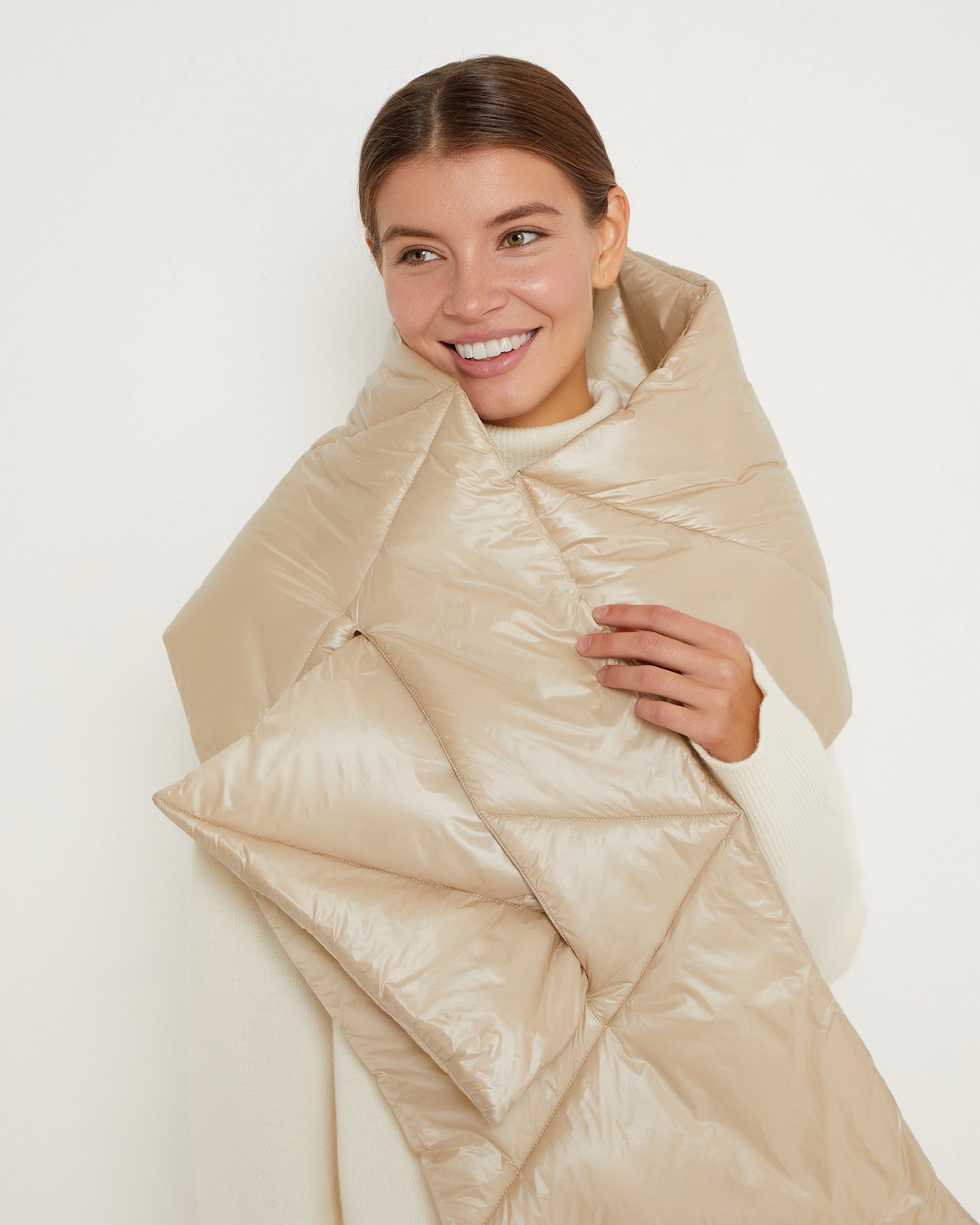 Quilted scarf, Beige — photo 5