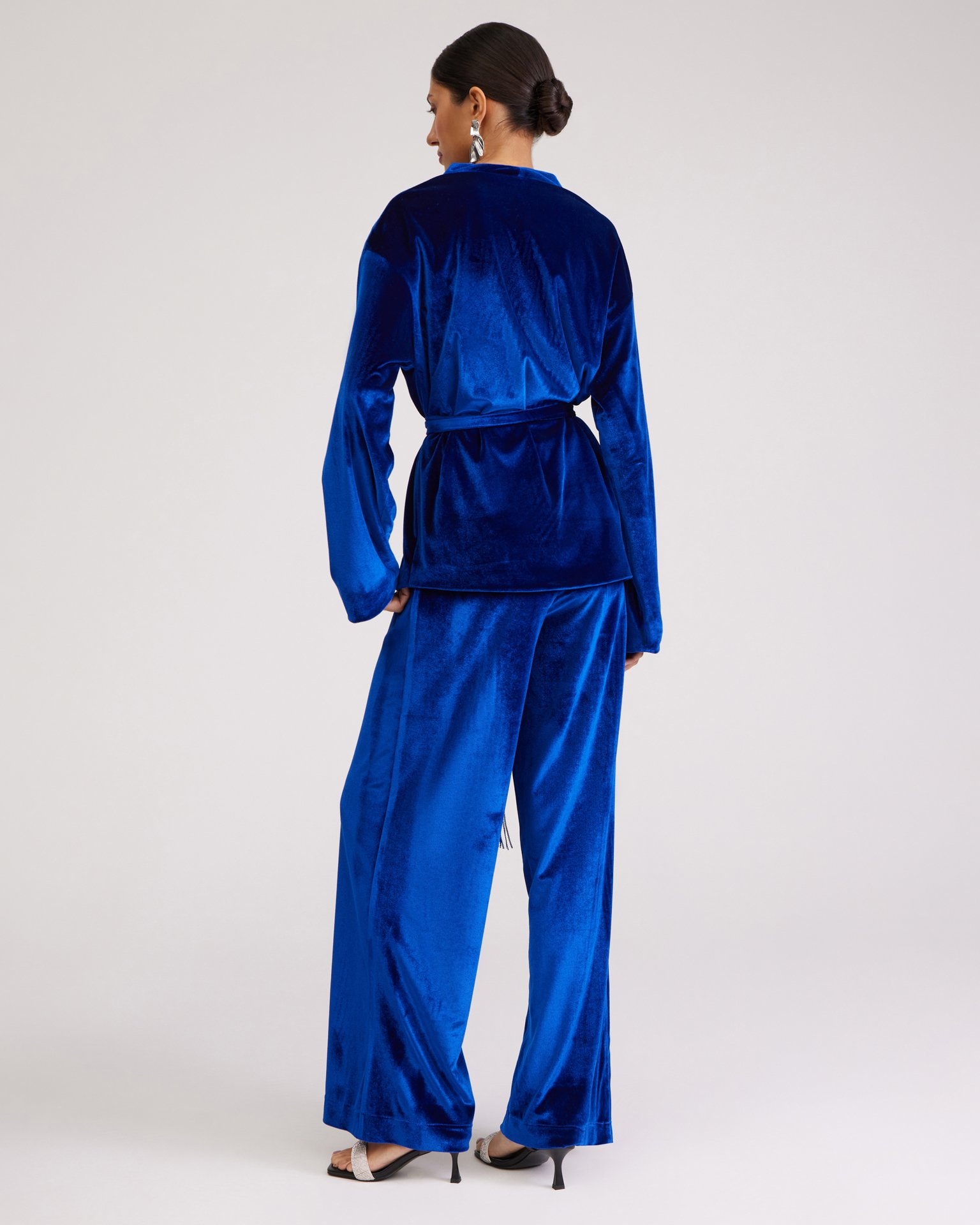 Blue velvet trousers, Navy blue — photo 4
