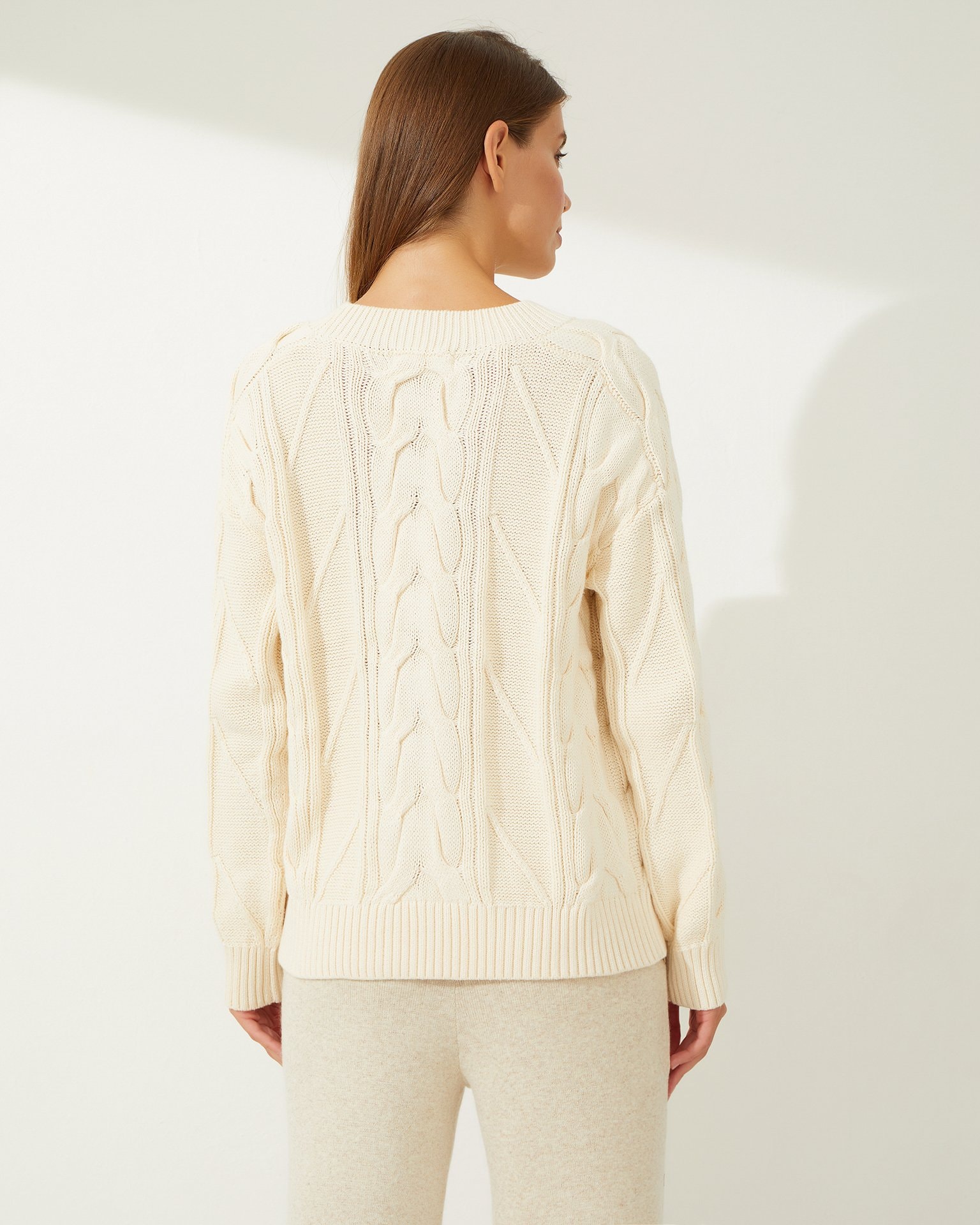 100% Cotton Sweater, Milky — photo 3