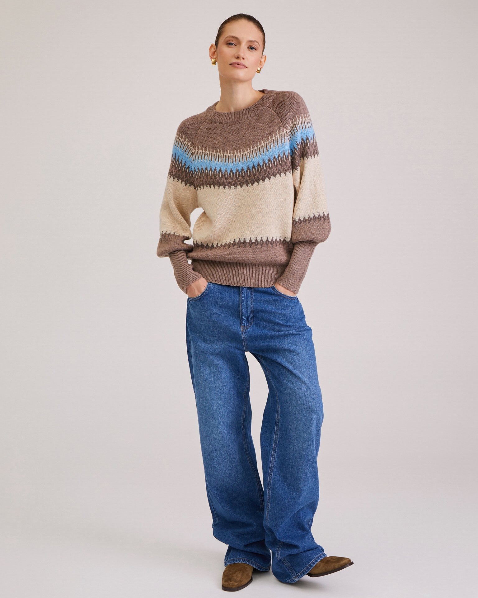 Patterned Jumper, Beige — photo 5