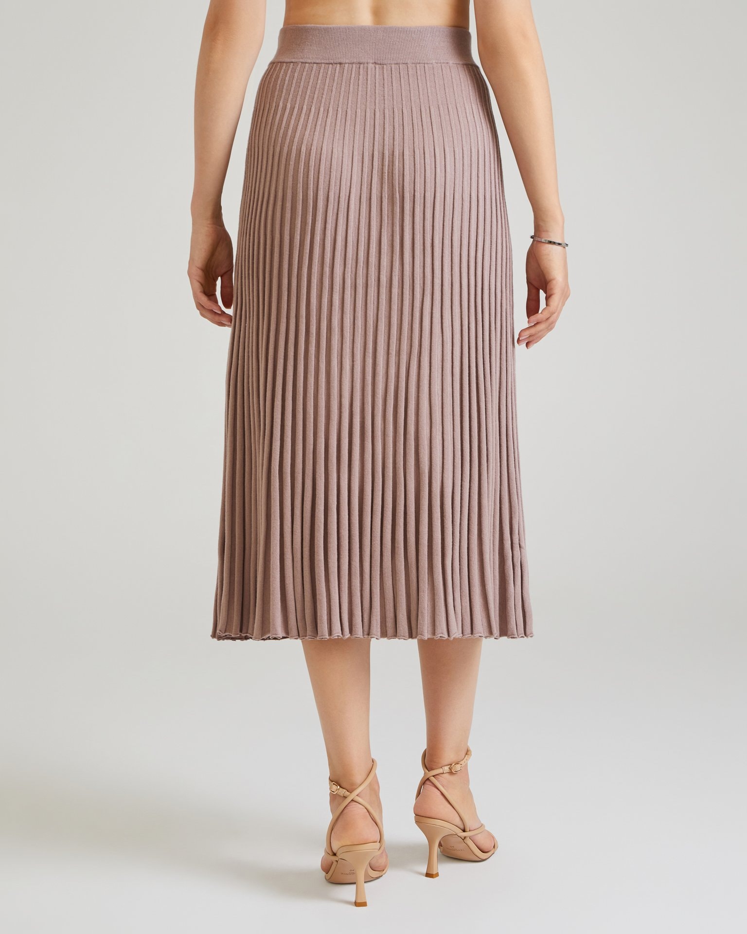 Powder pink pleated midi skirt, Powder Pink — photo 5
