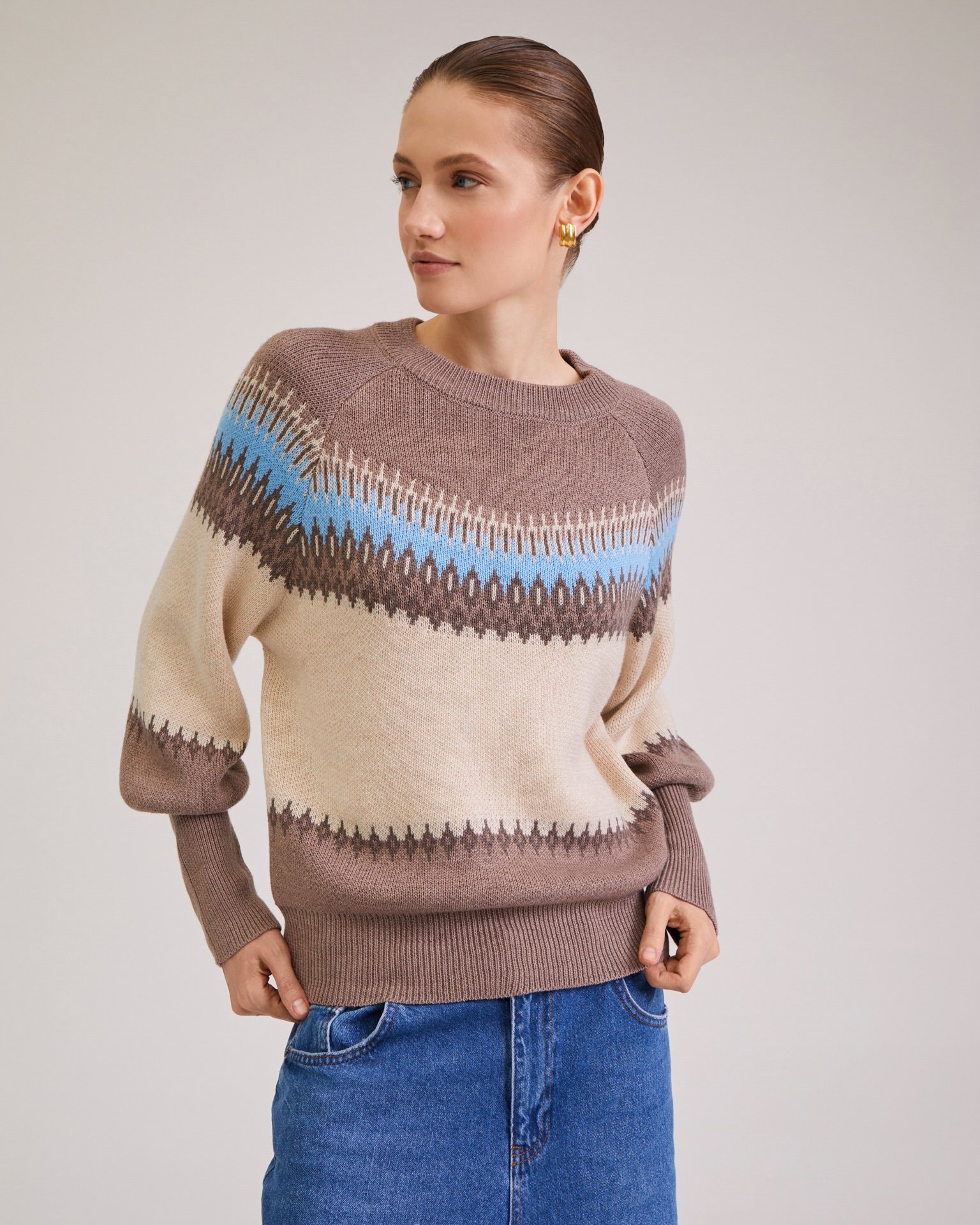 Patterned Jumper, Beige