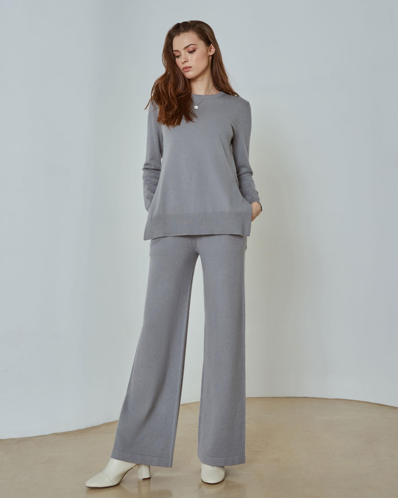 Flared Leg Trousers Suit, Grey