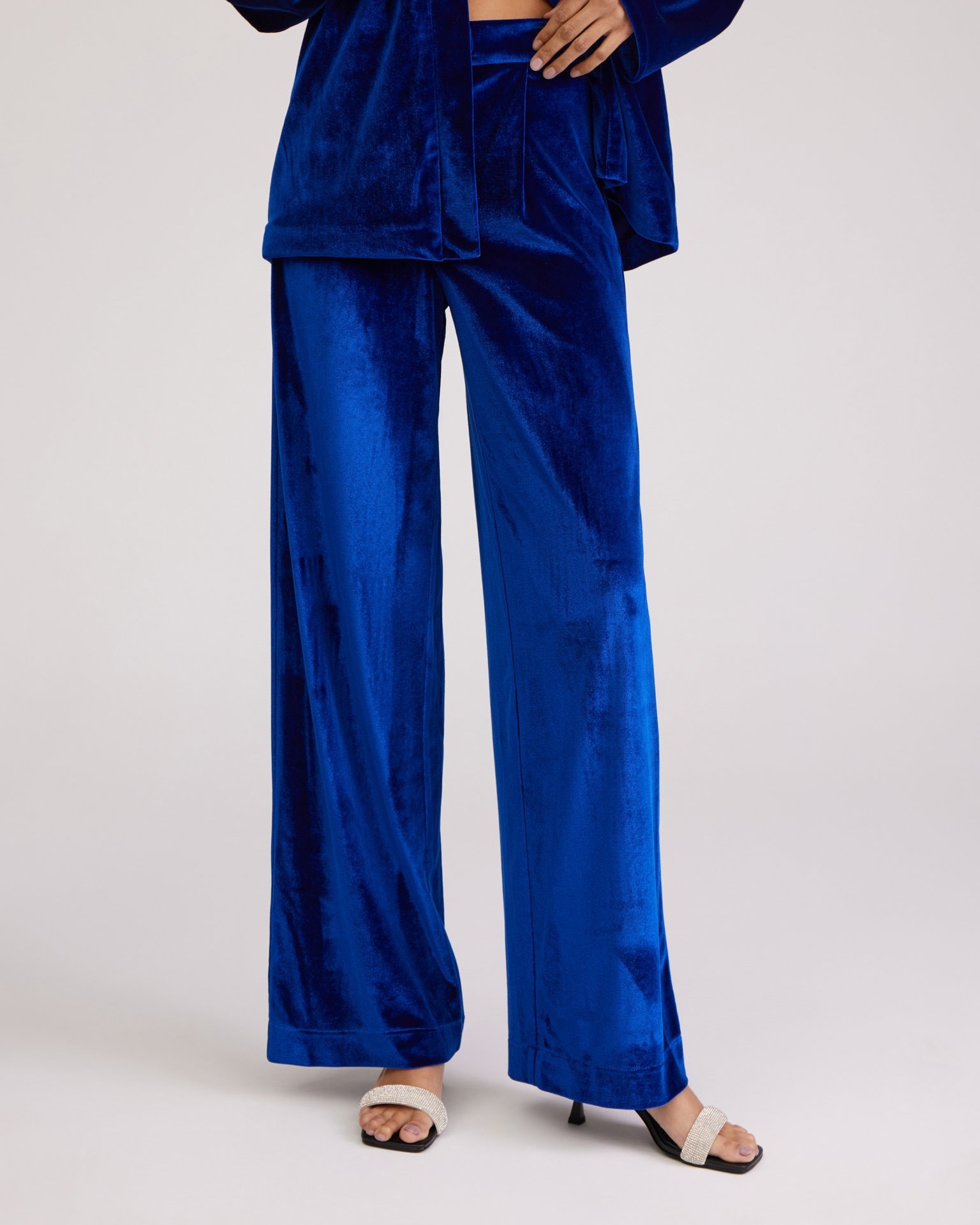 Blue velvet trousers, Navy blue — photo 5