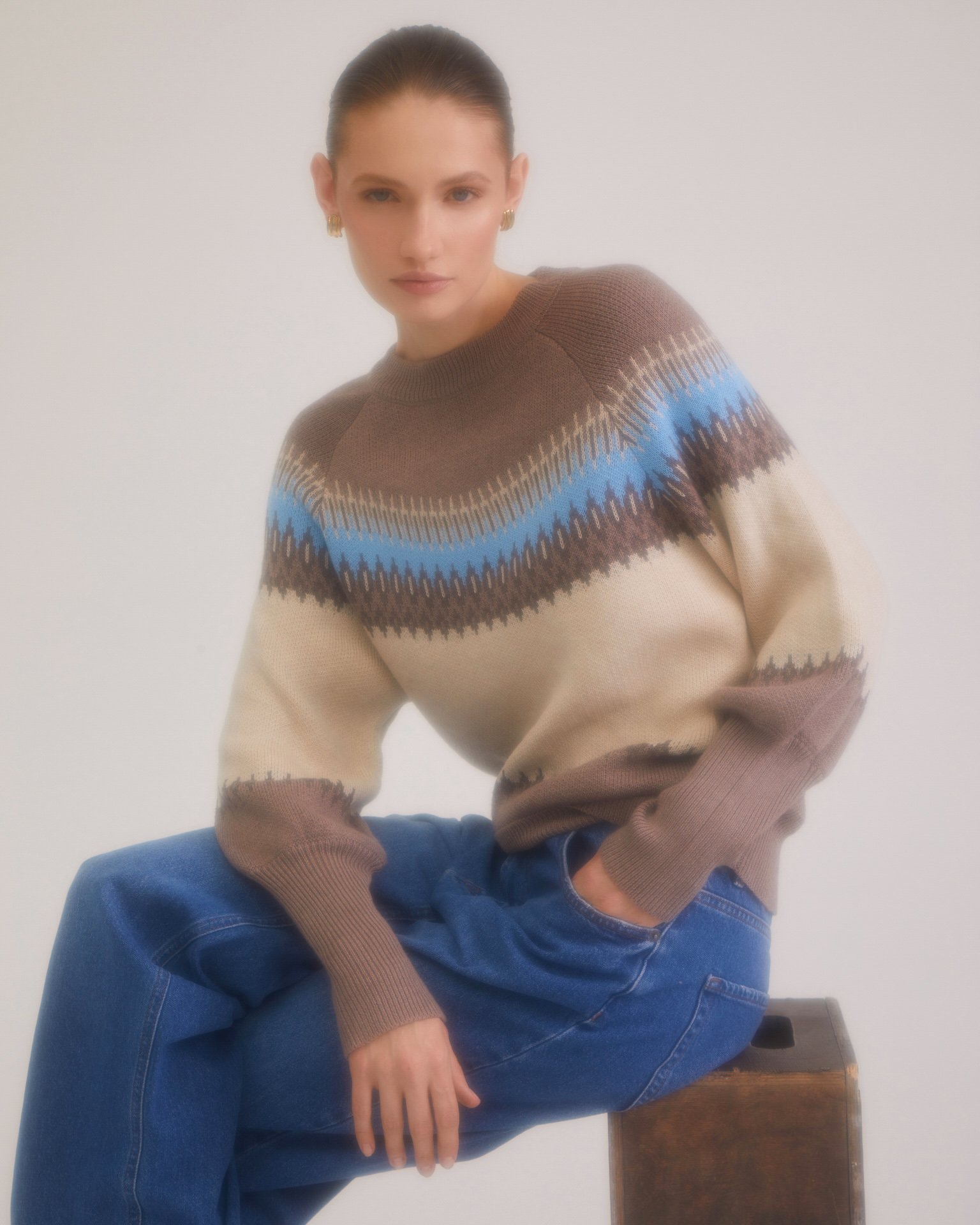 Patterned Jumper, Beige — photo 4