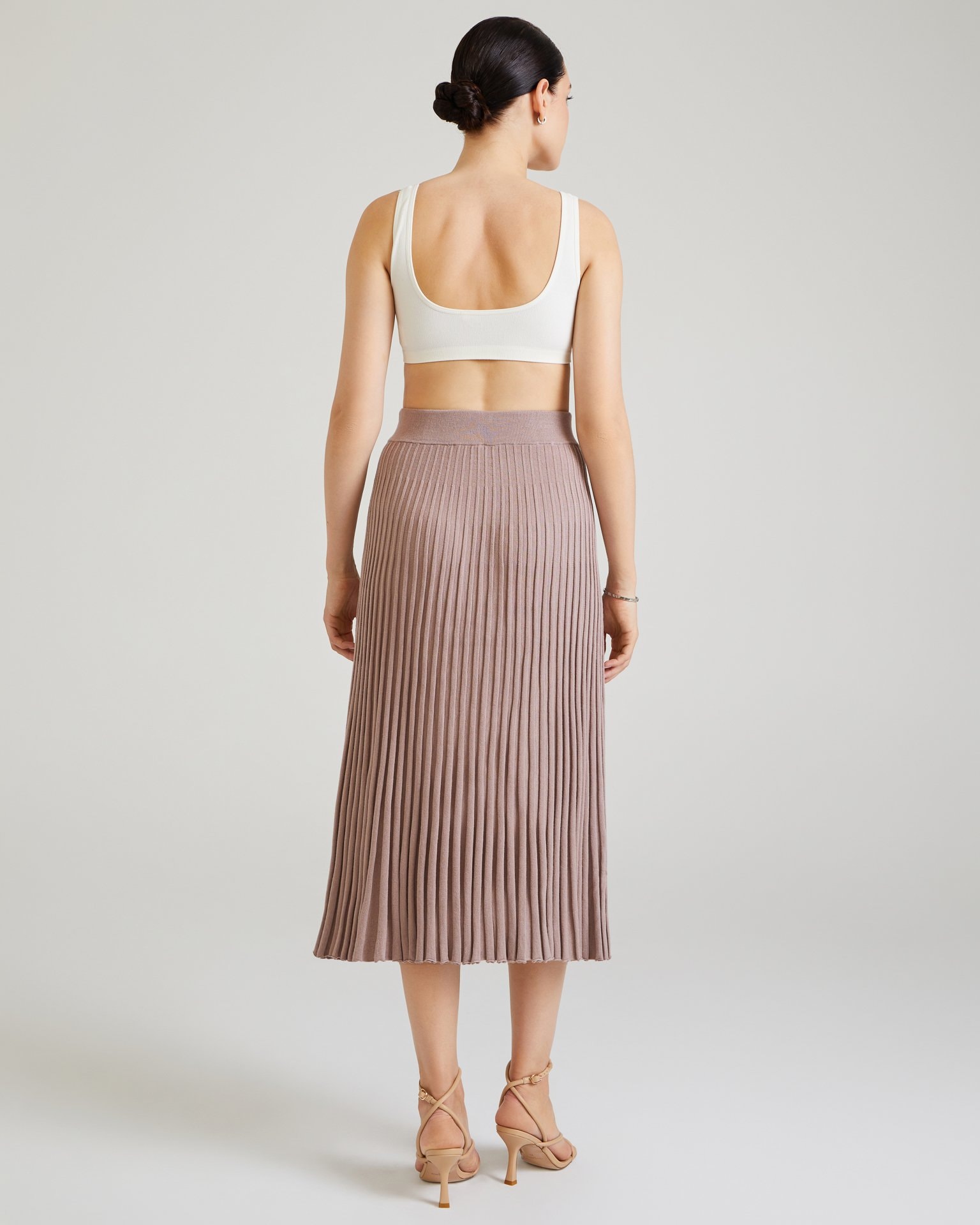 Powder pink pleated midi skirt, Powder Pink — photo 3