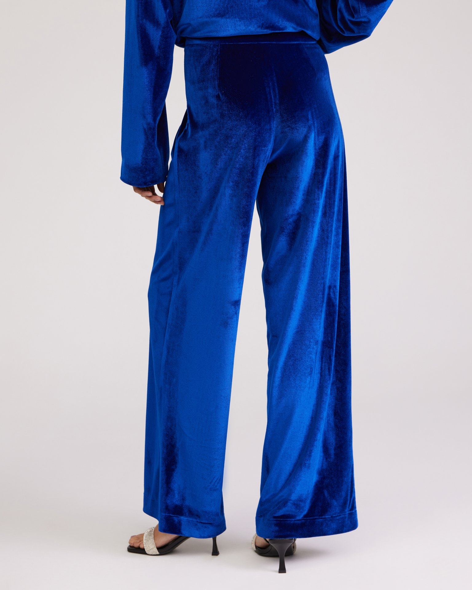 Blue velvet trousers, Navy blue — photo 6