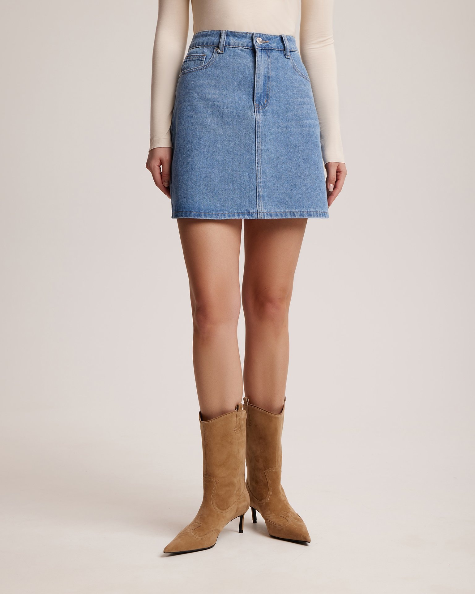 Denim mini skirt, Dark Blue — photo 5