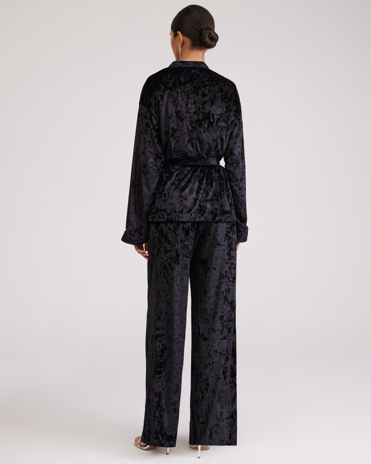 Black velvet trousers, Black — photo 4