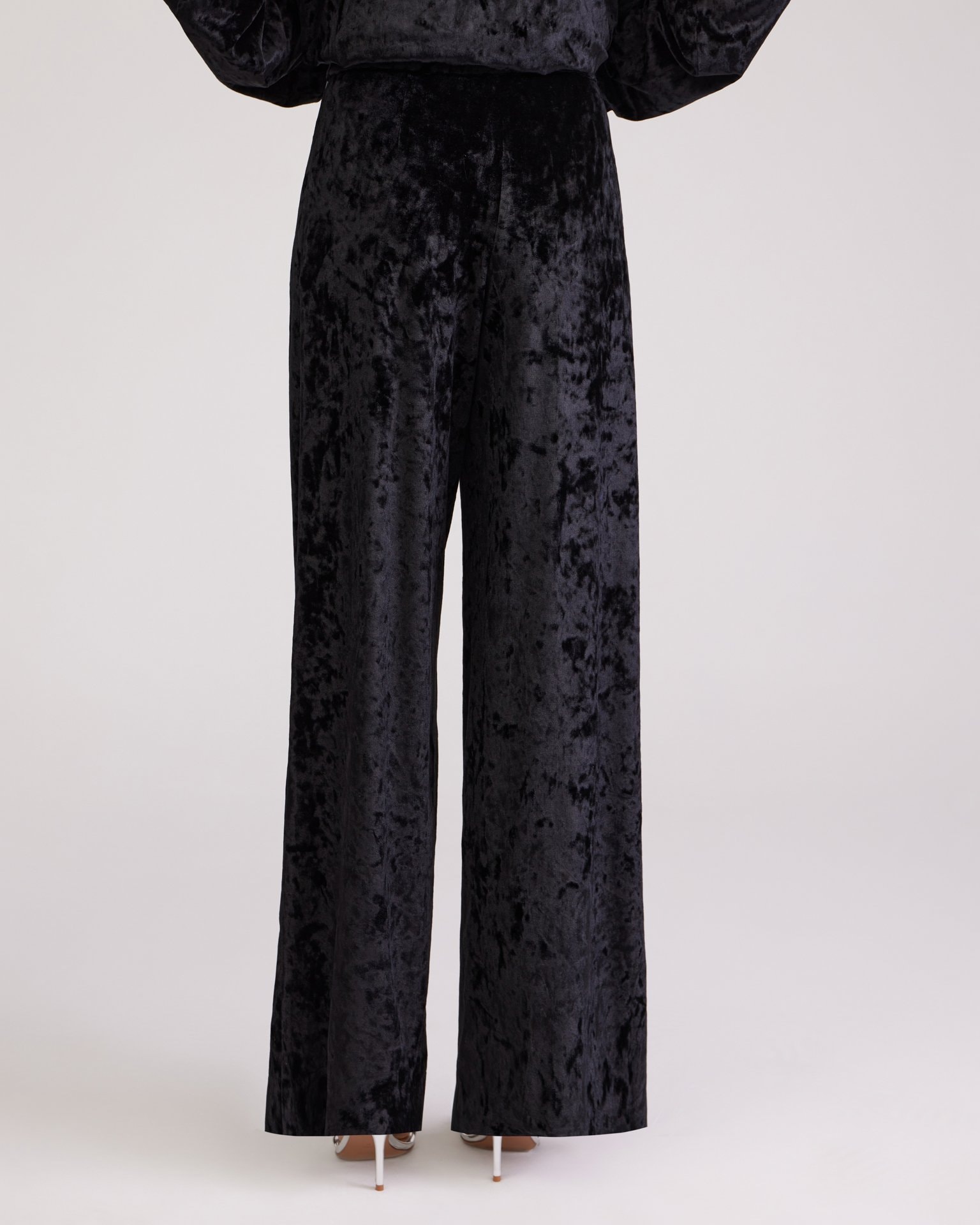 Black velvet trousers, Black — photo 6