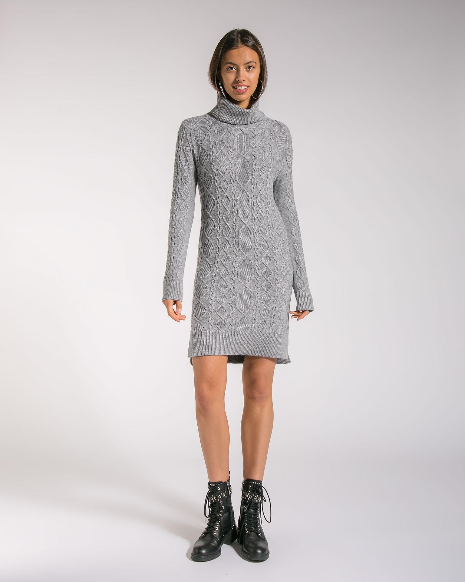 Dress with a high neckline, Grey — photo 3