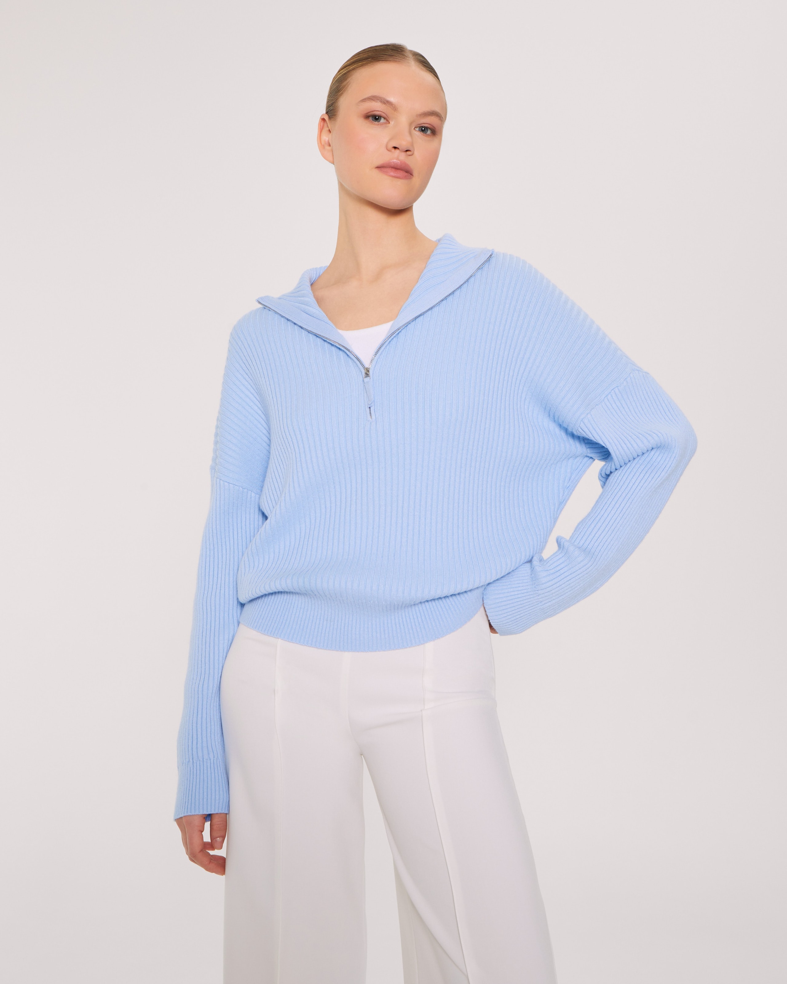 Blended Wool Jumper, Sky Blue