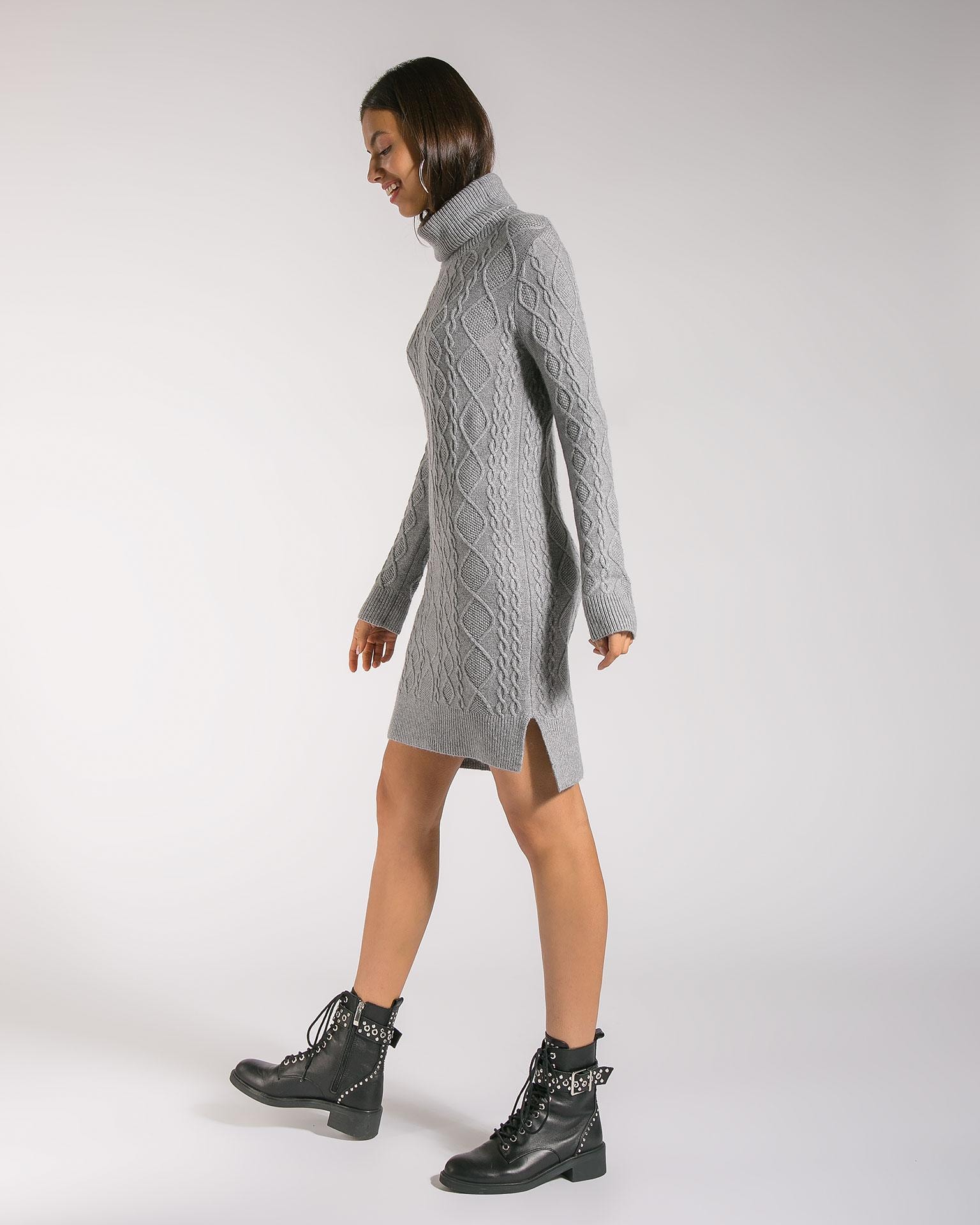 Dress with a high neckline, Grey
