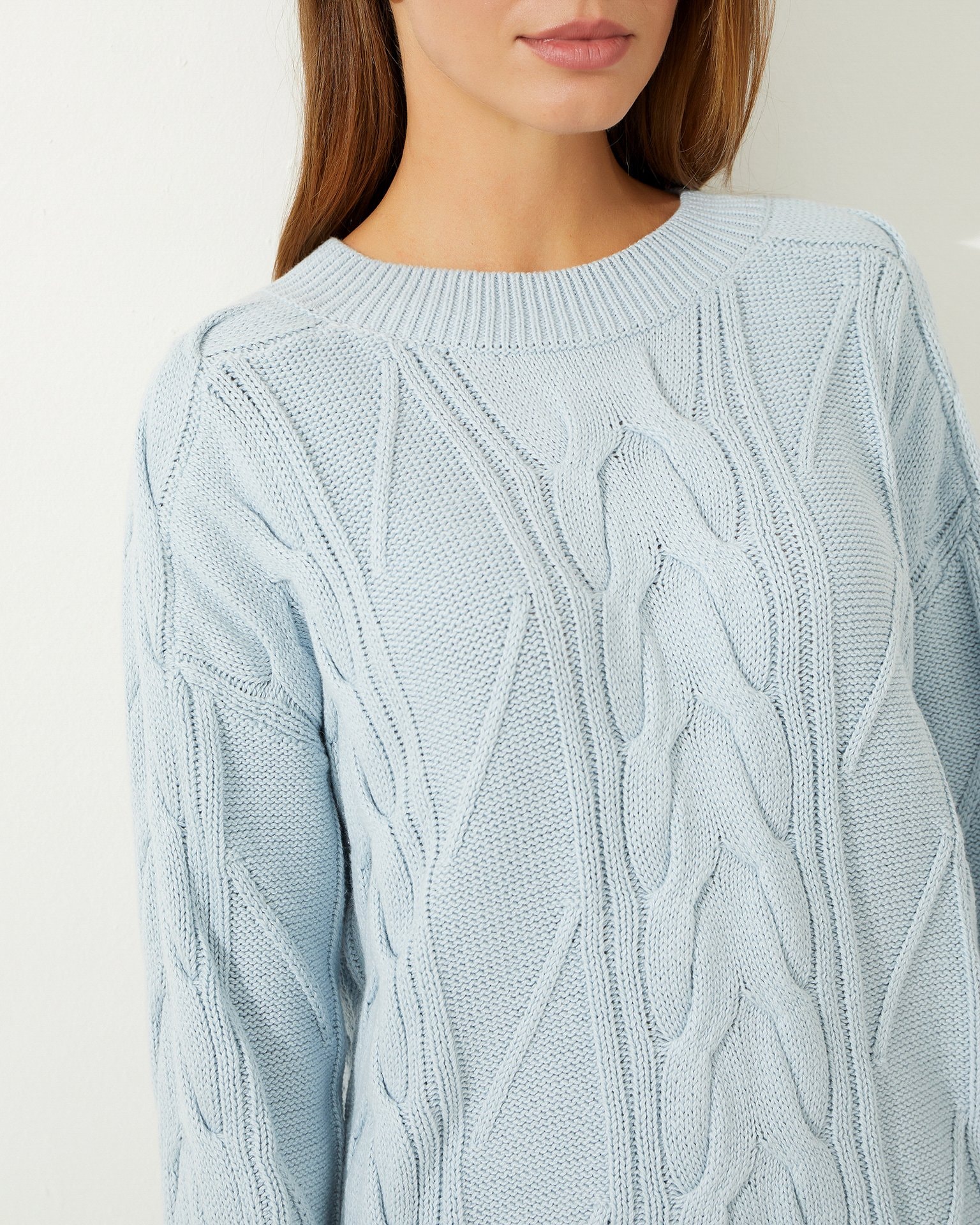 Cable Knit Jumper, Blue — photo 6