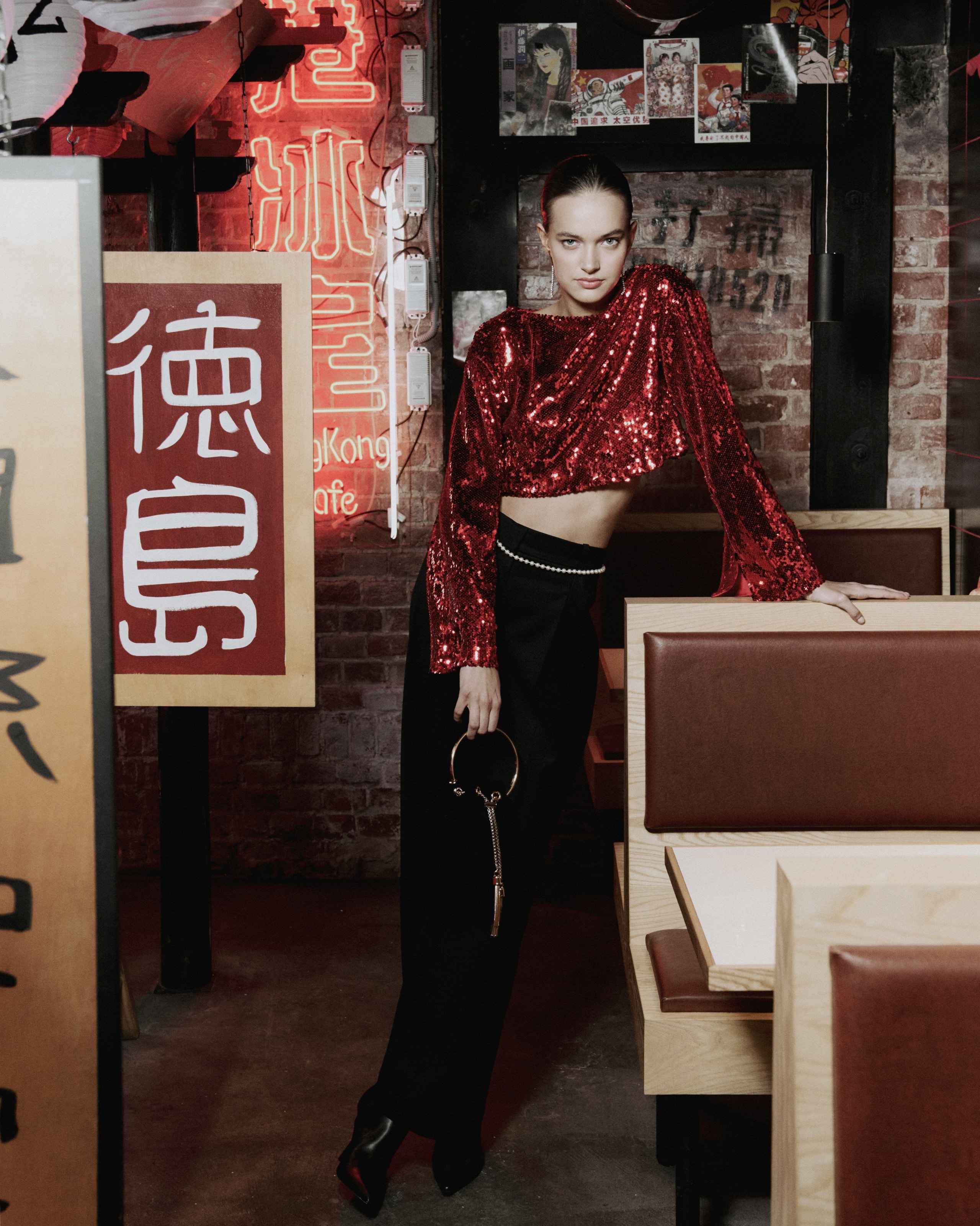 Red sequin top, Red — photo 2