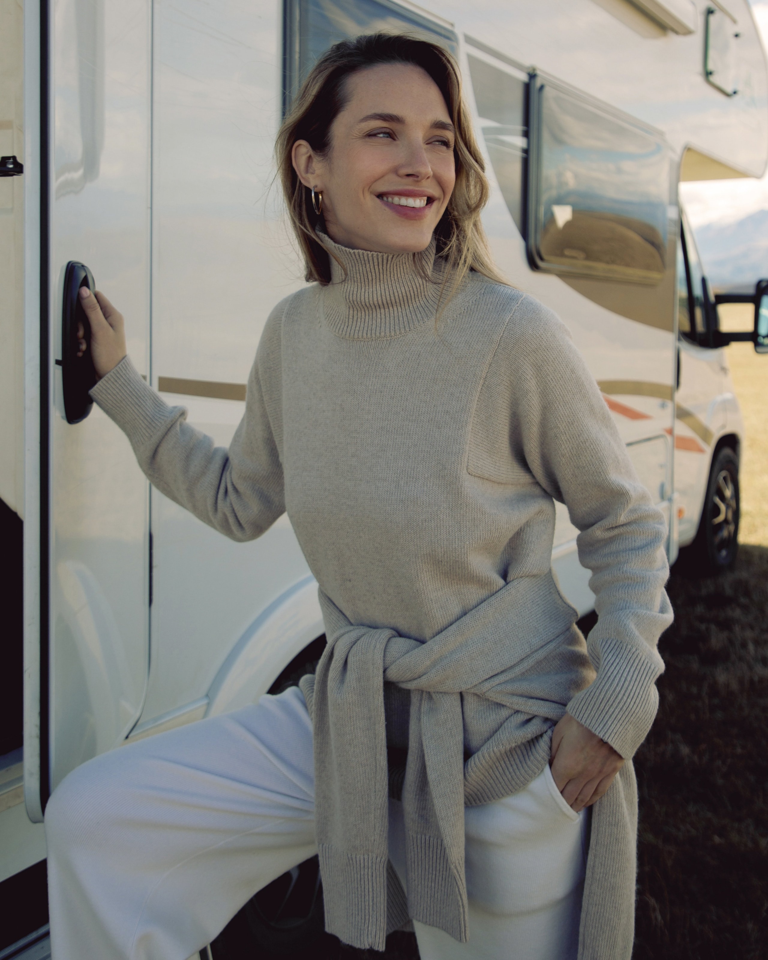 Beige high-neck jumper, Beige — photo 5