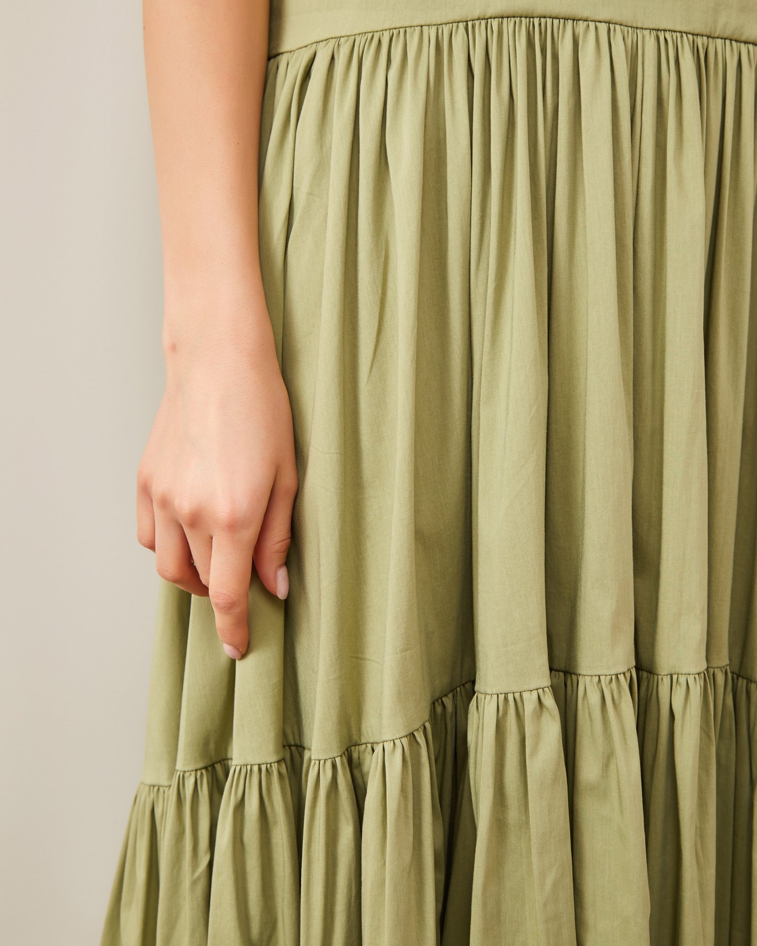 Dress with a voluminous skirt, Olive — photo 4