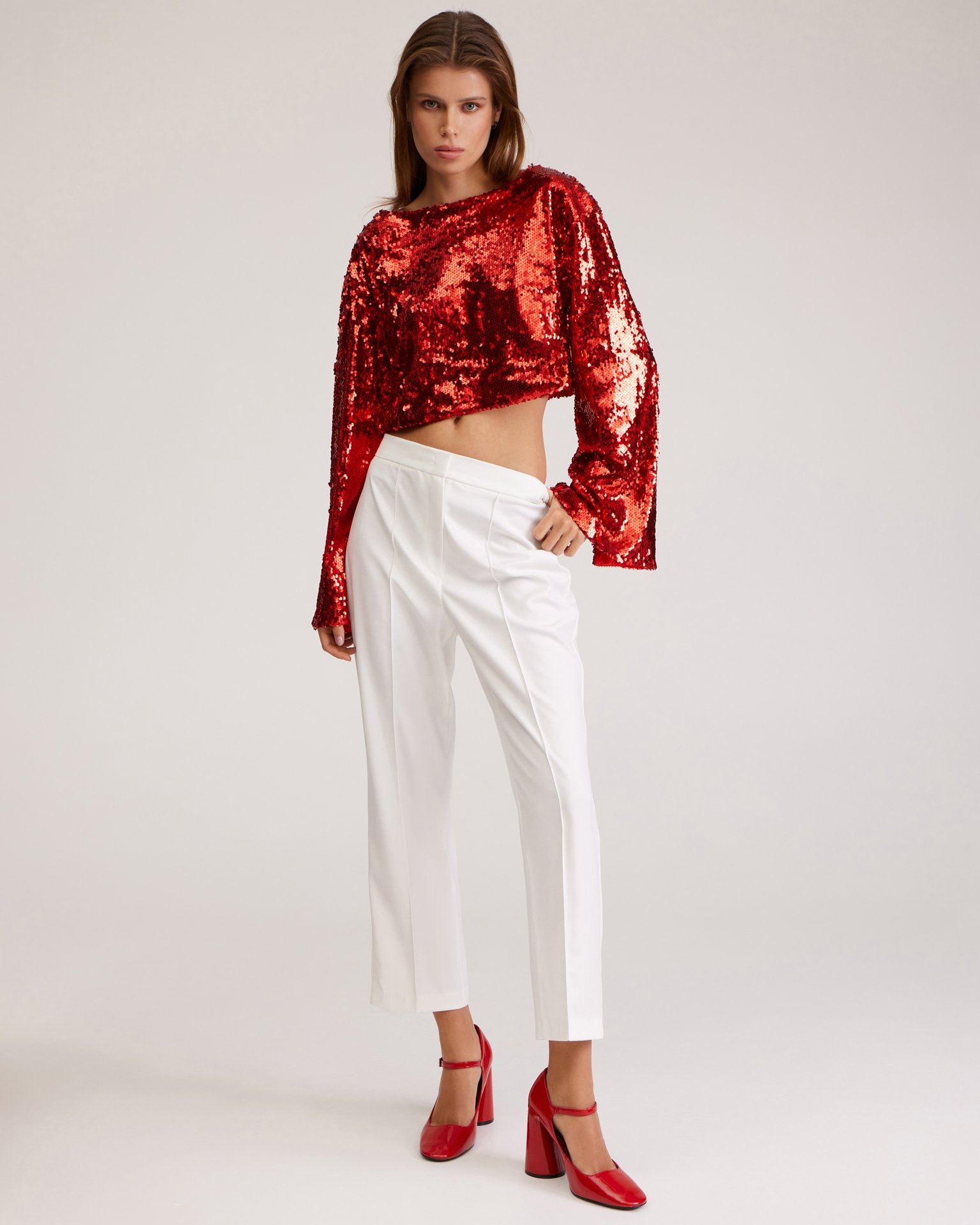 Red sequin top, Red — photo 9
