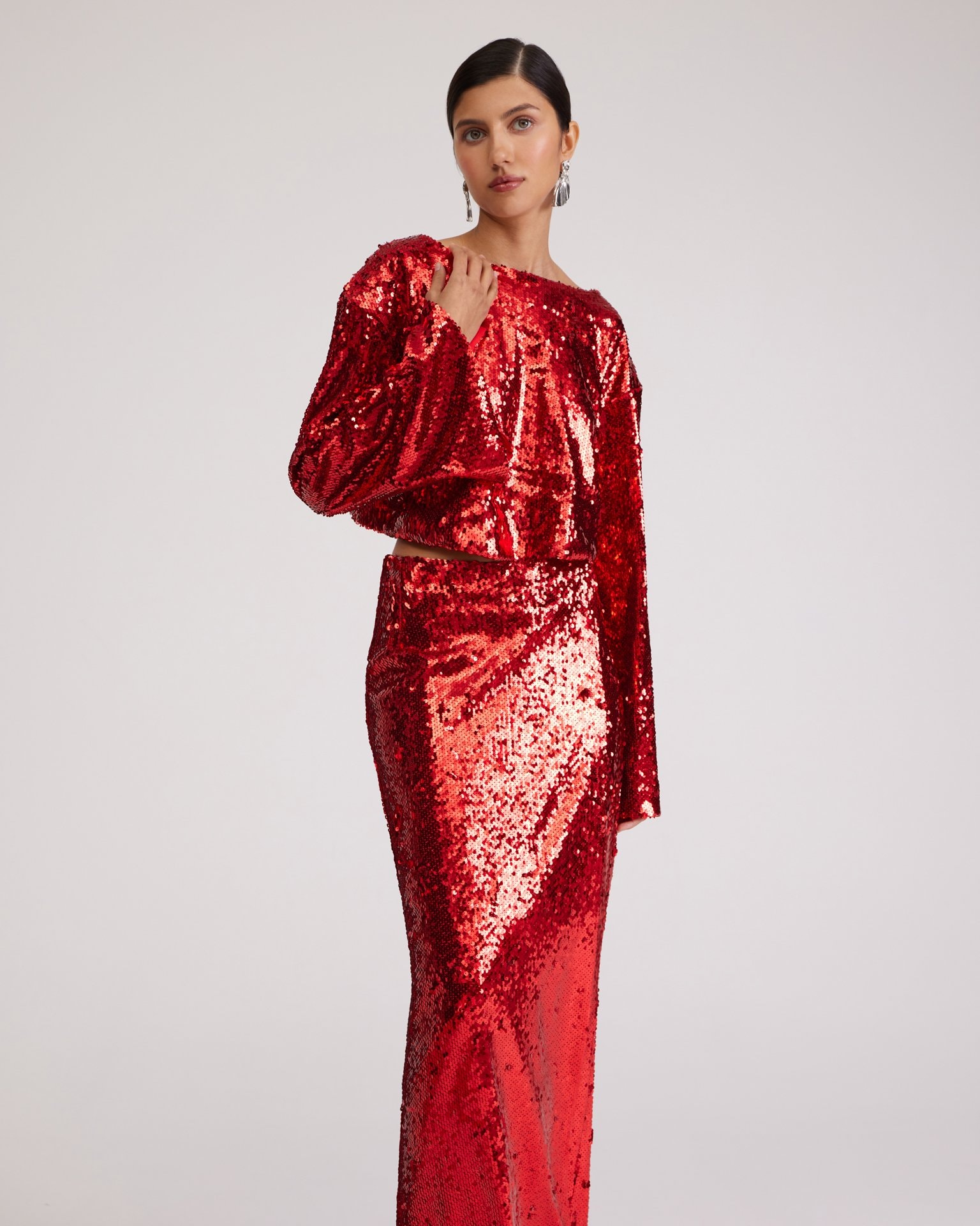 Red sequin top, Red — photo 4