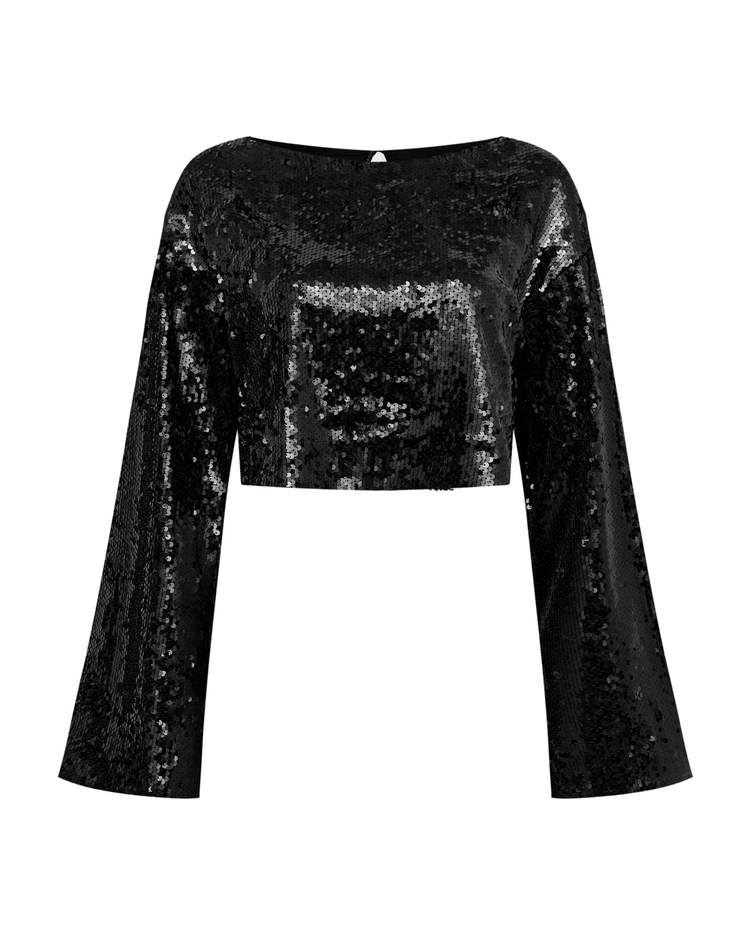 Black Sequin Top, Black — photo 10