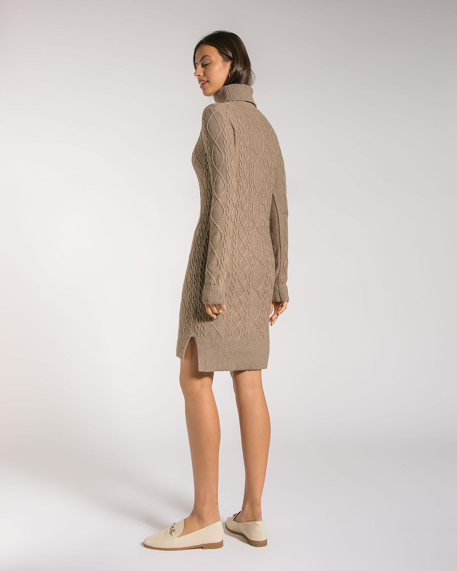 Dress with an elongated back, Brown — photo 5