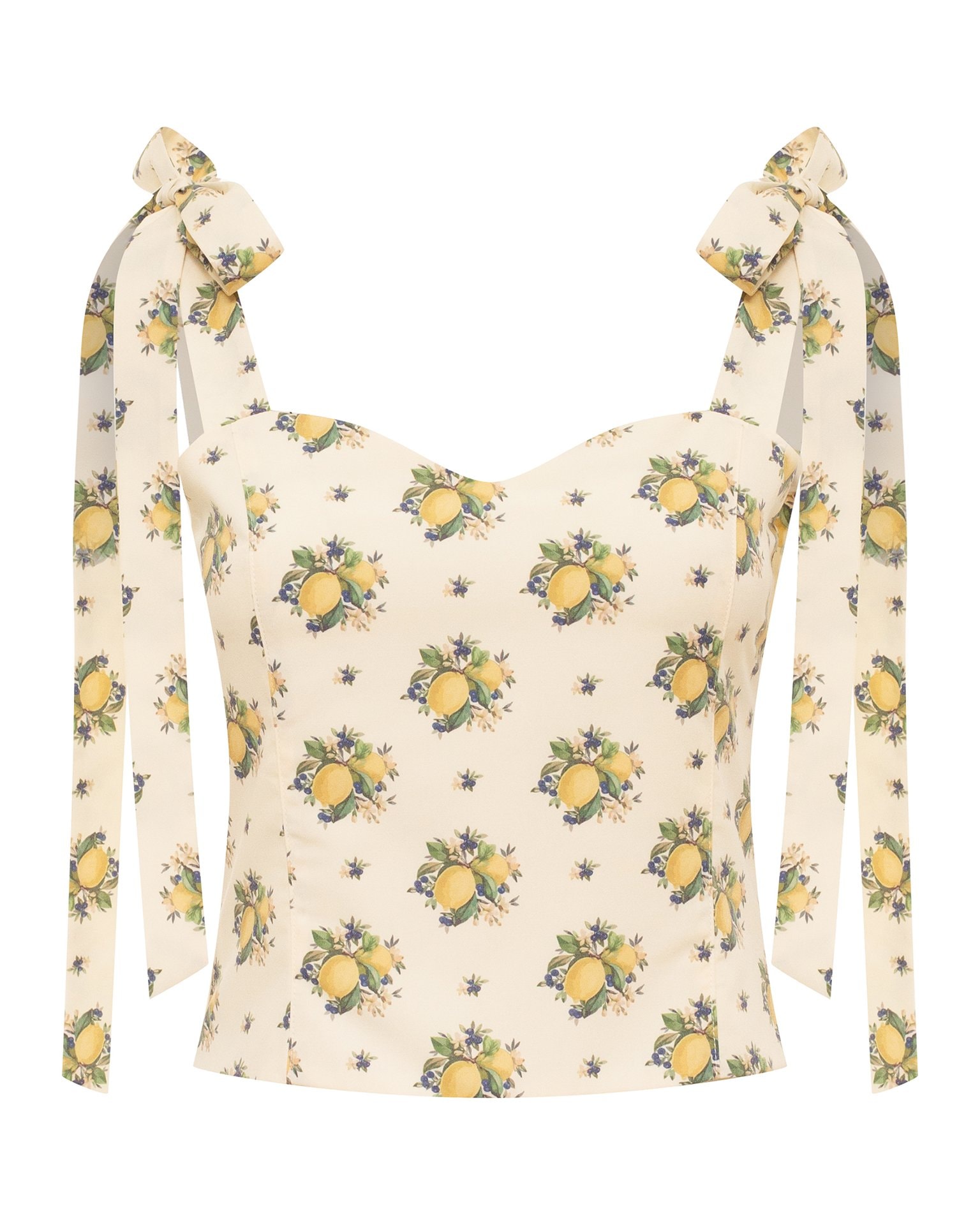 Lemon-print crop top, Light Beige