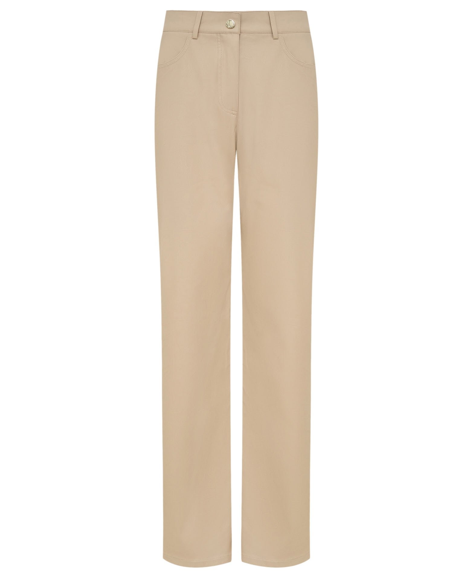 Beige faux leather trousers, Beige — photo 4