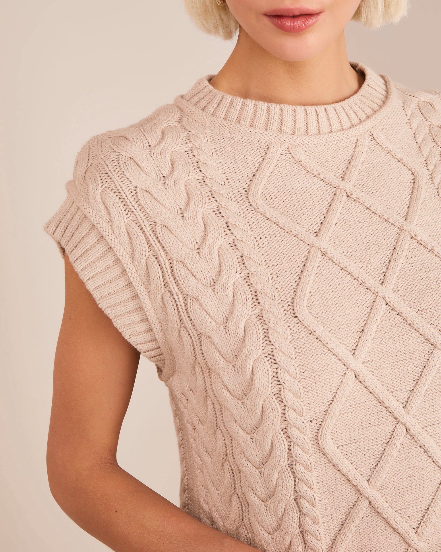 Sleeveless Jumper, Beige — photo 5