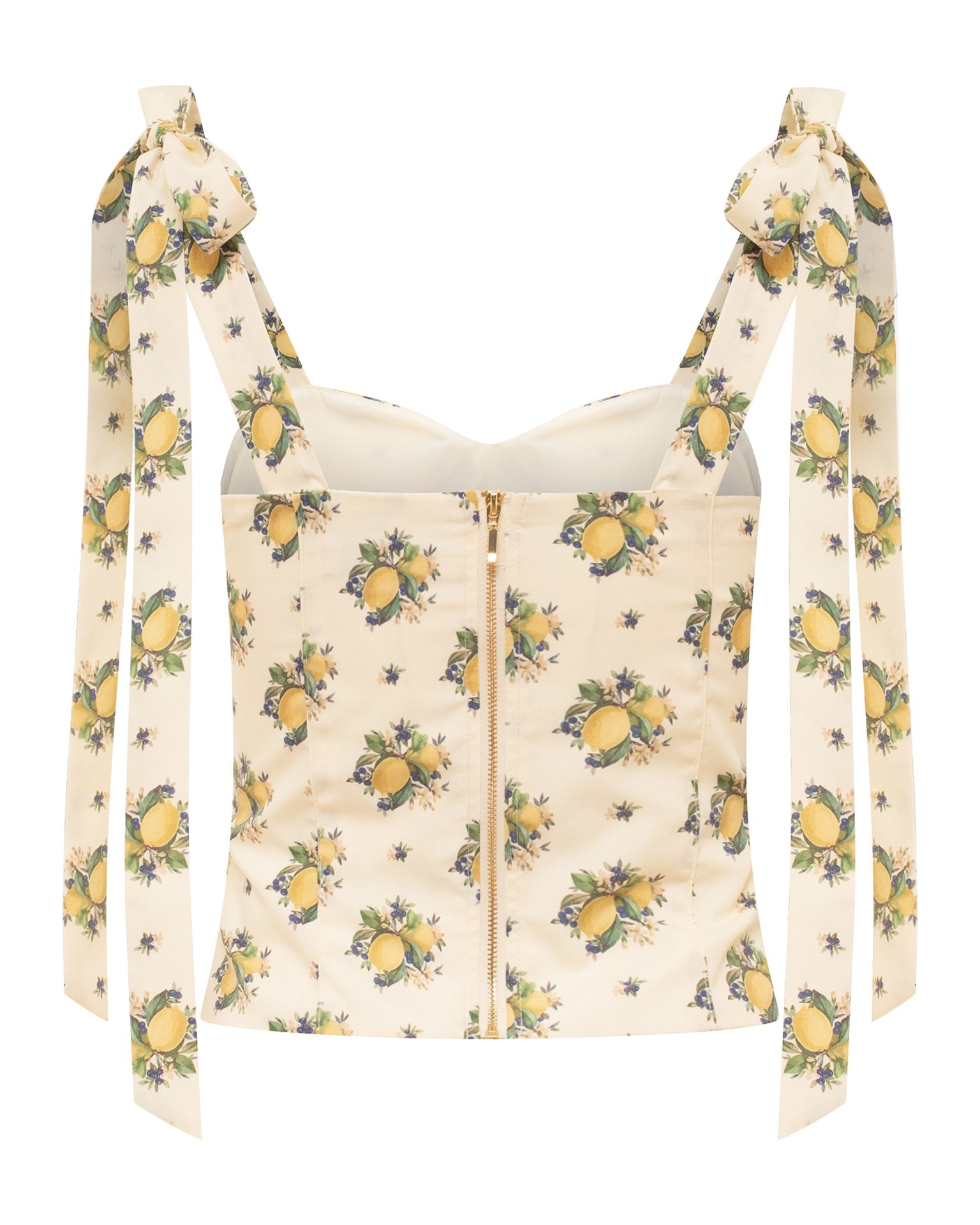 Lemon-print crop top, Light Beige — photo 2