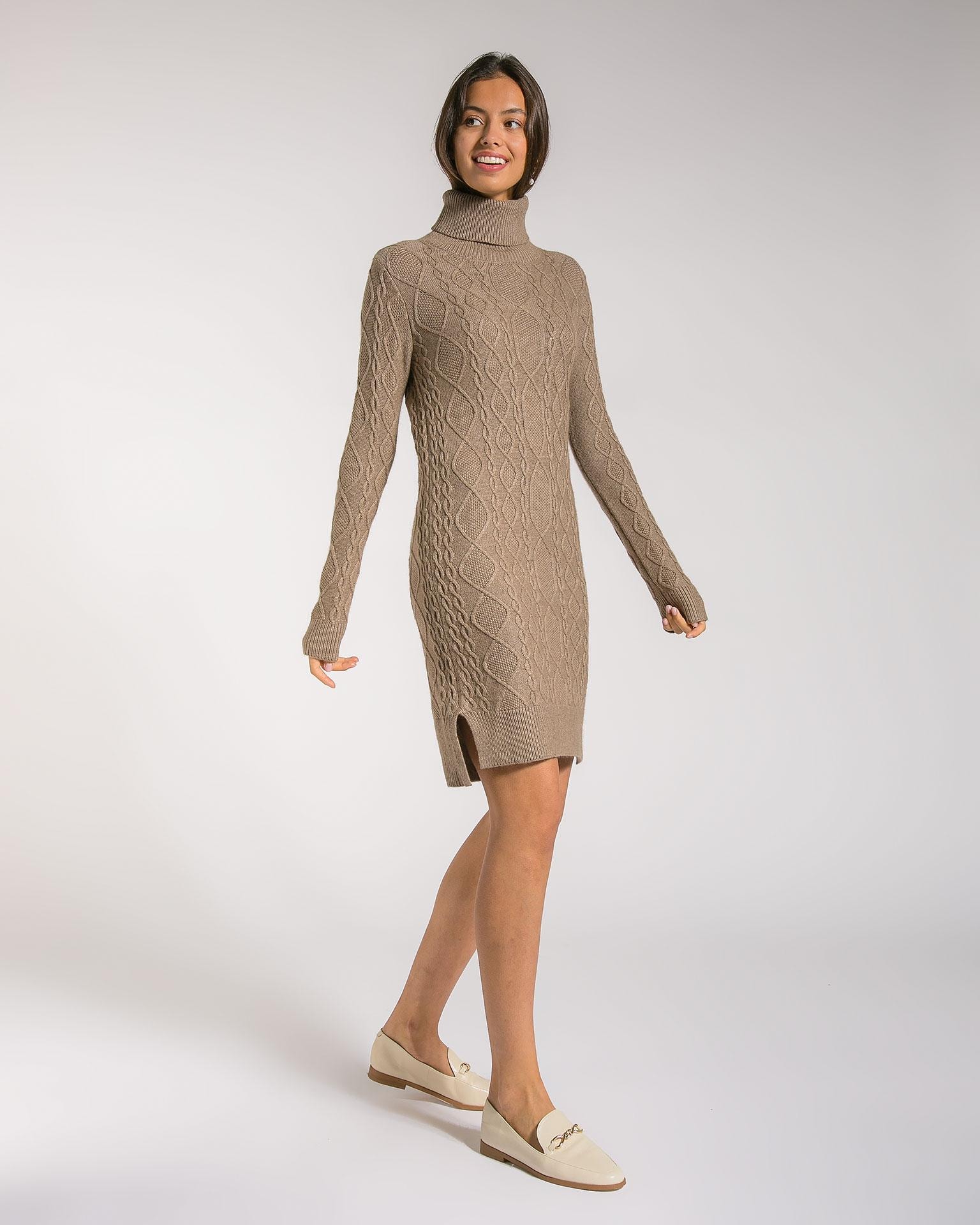 Dress with an elongated back, Brown — photo 3